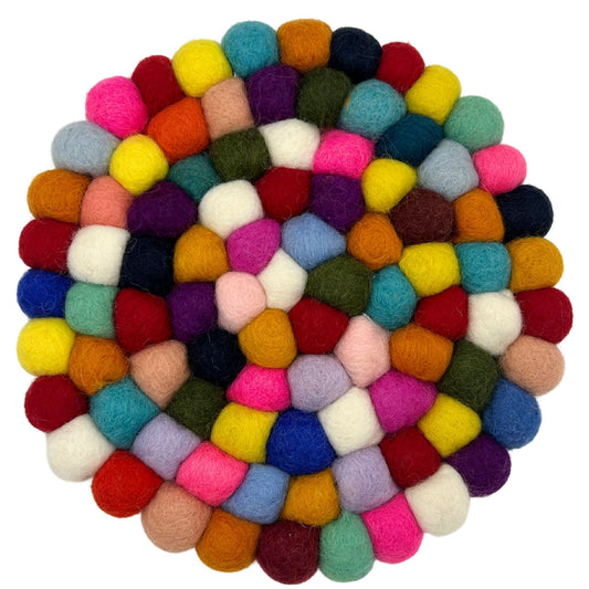 Felt Ball Round Placemat - Multi Colour - Luna Panther alternate view