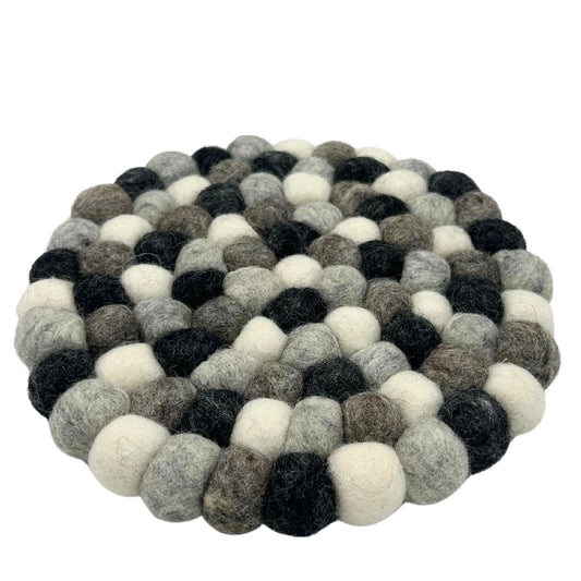 Felt Ball Round Placemat - Multi Grey Colour - Luna Panther alternate view