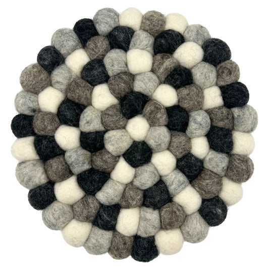 Felt Ball Round Placemat - Multi Grey Colour - Luna Panther