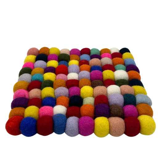 Felt Ball Square Placemat - Multi Colour - Luna Panther alternate view