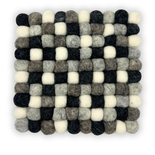 Felt Ball Square Placemat - Multi Grey Colour - Luna Panther alternate view