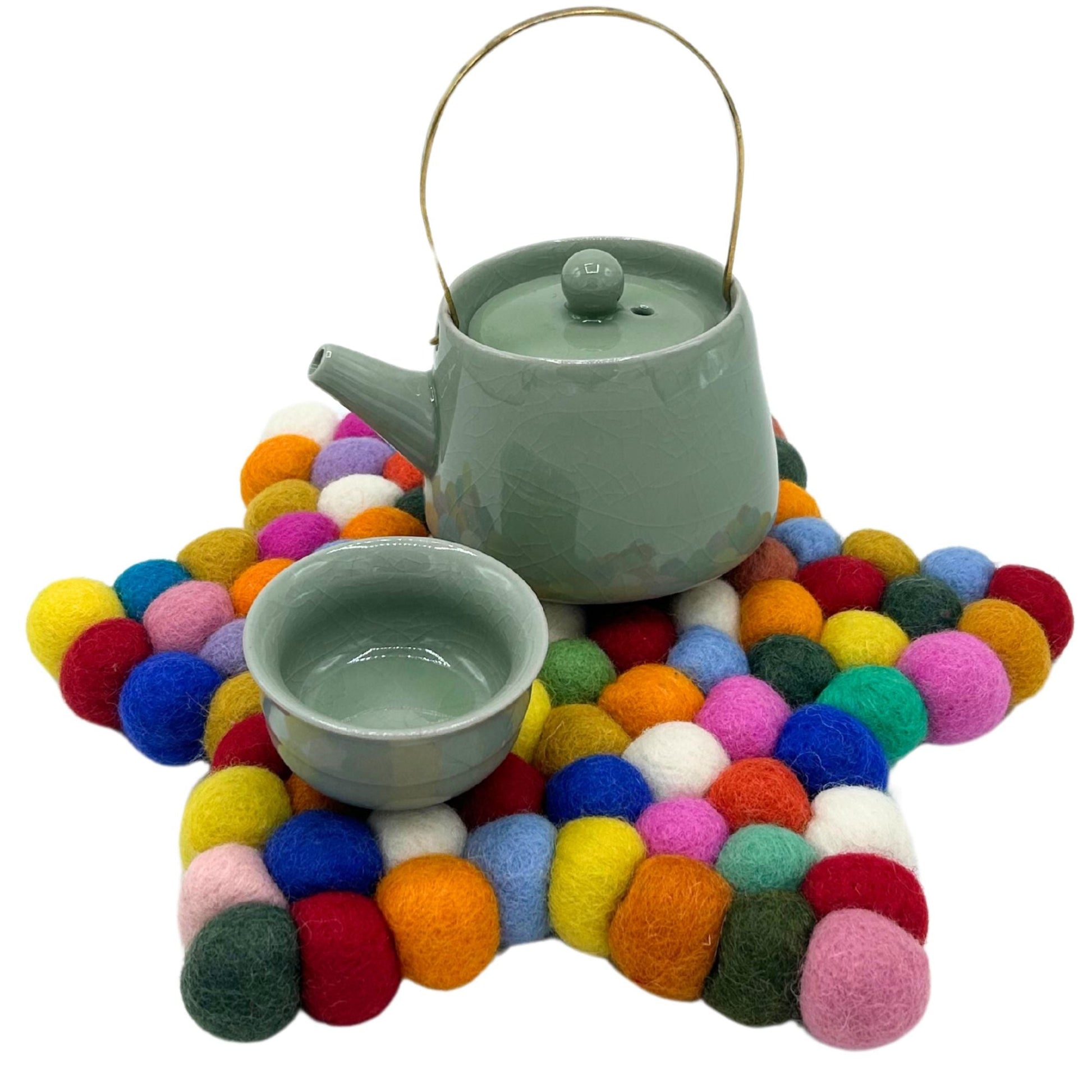 Felt Ball Star Centre Mat - Multi Colour - Luna Panther