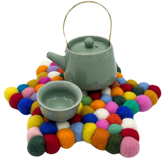Felt Ball Star Centre Mat - Multi Colour - Luna Panther