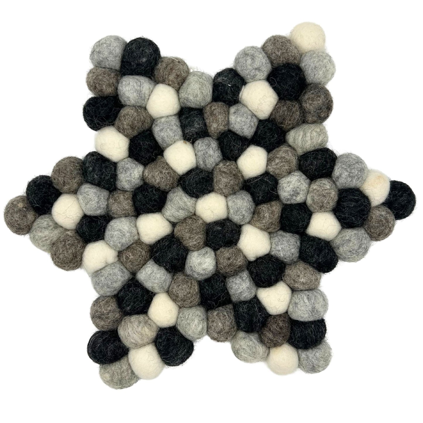 Felt Ball Star Centre Mat - Multi Grey Colour - Luna Panther