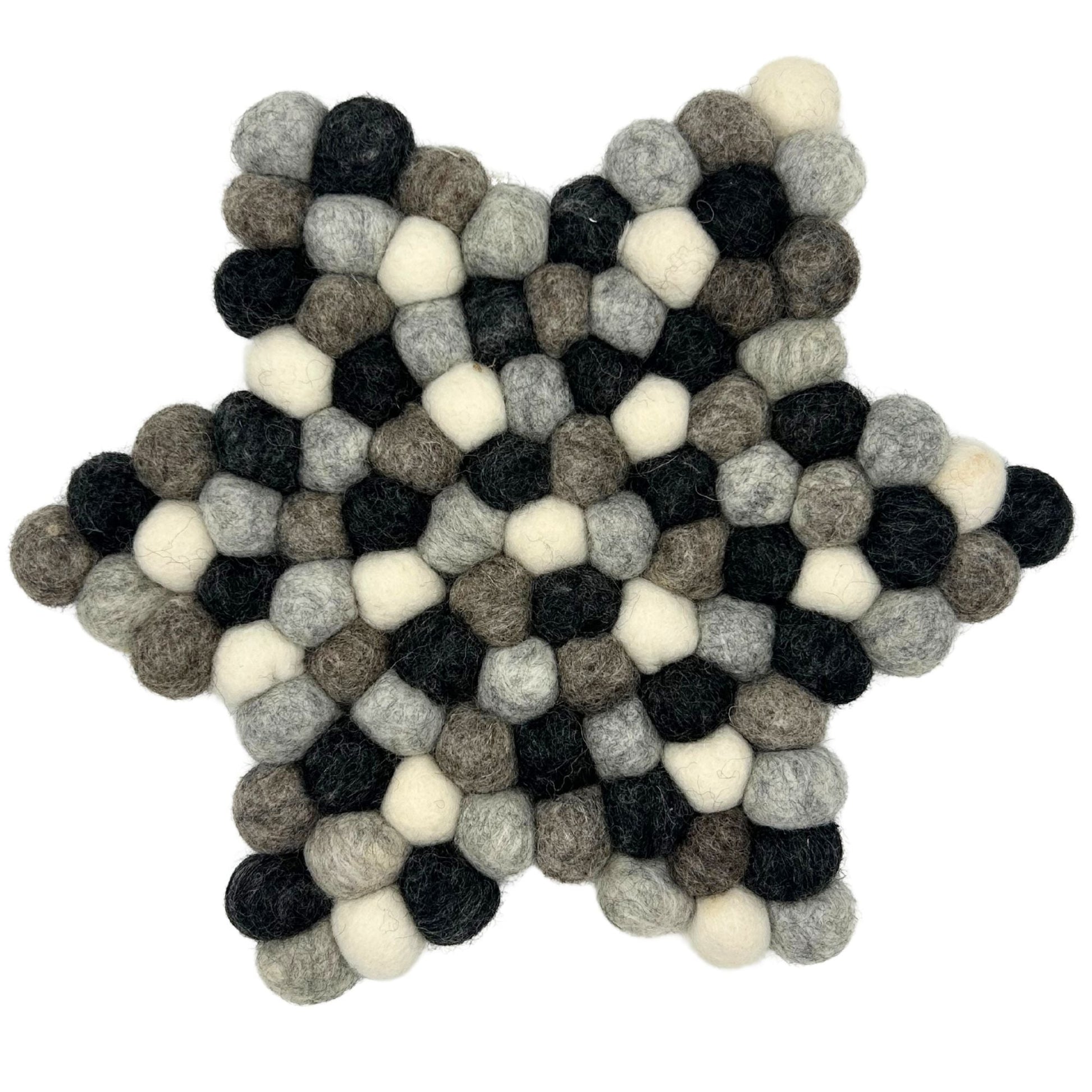 Felt Ball Star Centre Mat - Multi Grey Colour - Luna Panther