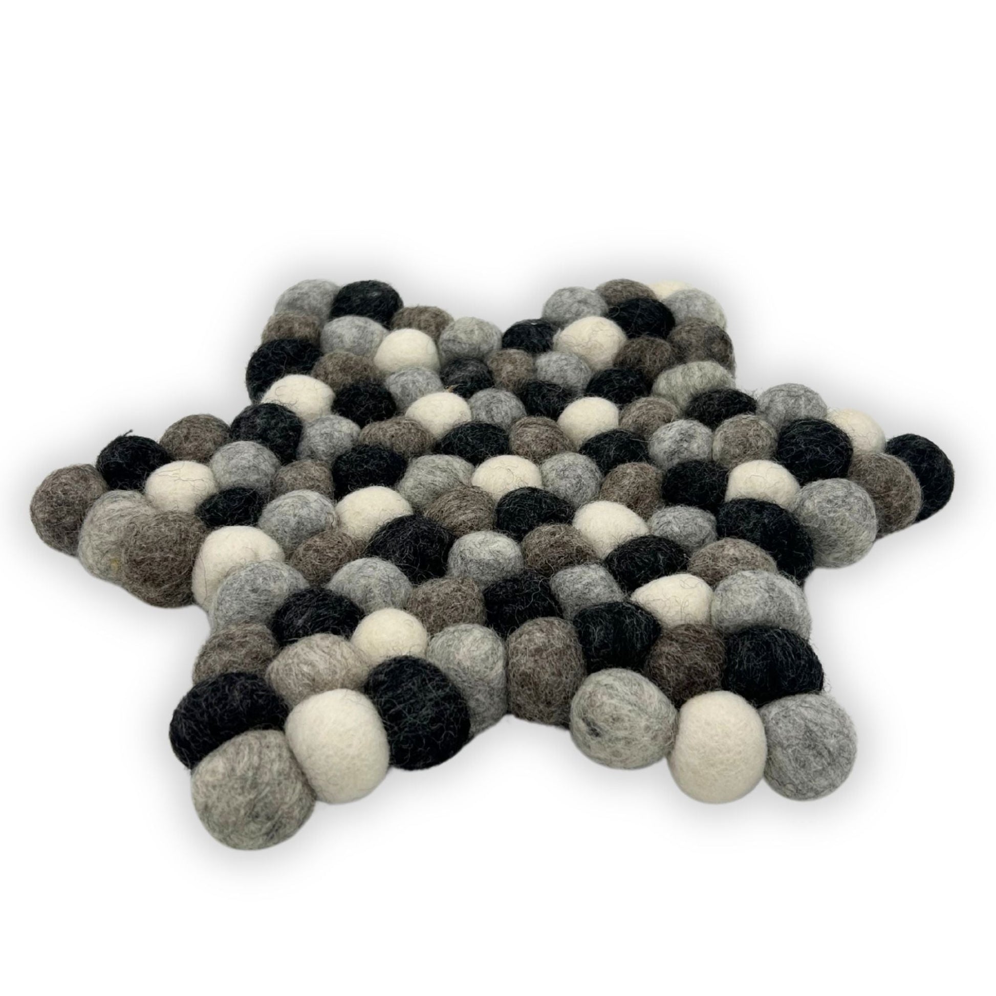 Felt Ball Star Centre Mat - Multi Grey Colour - Luna Panther