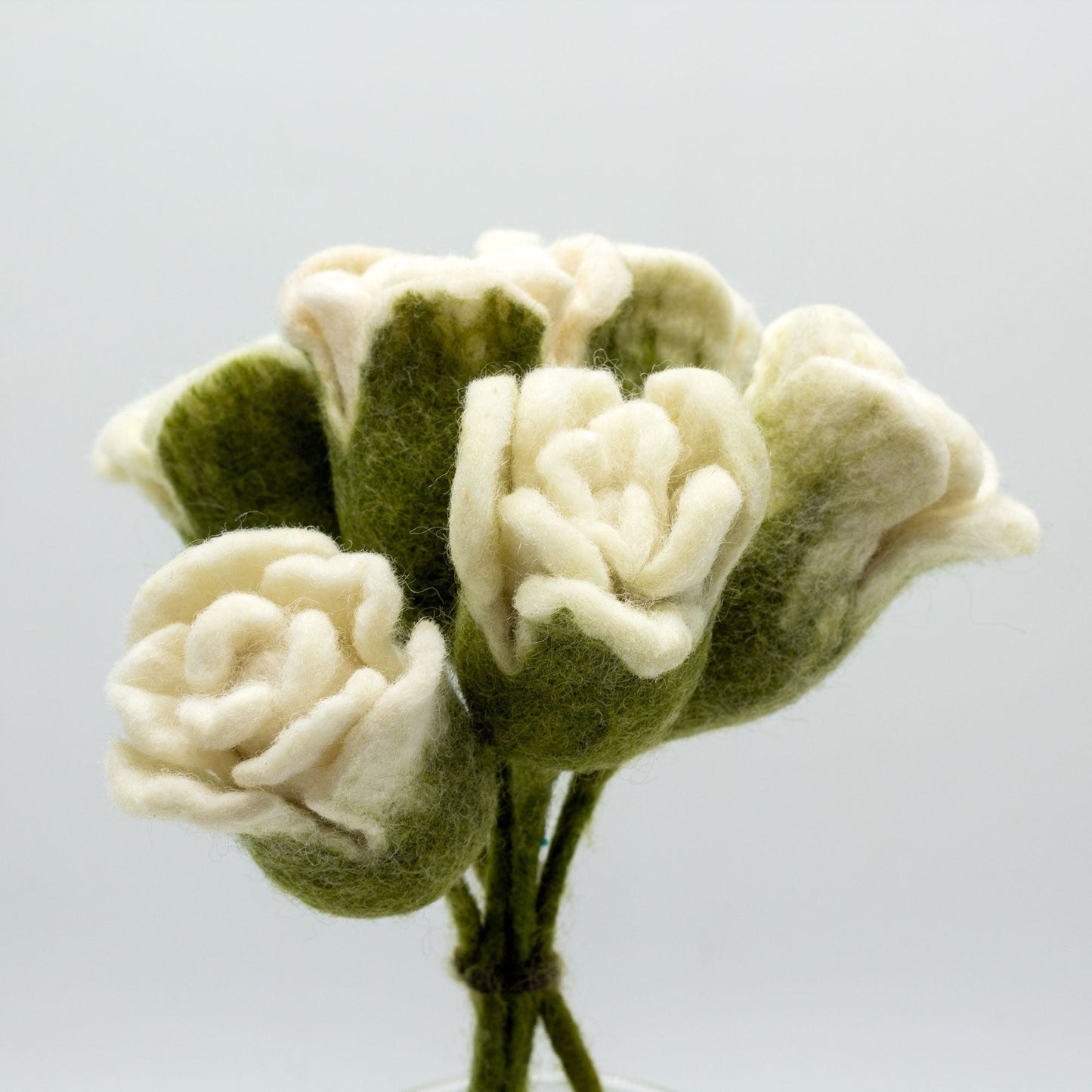 Felt Flowers - White Roses - Luna Panther