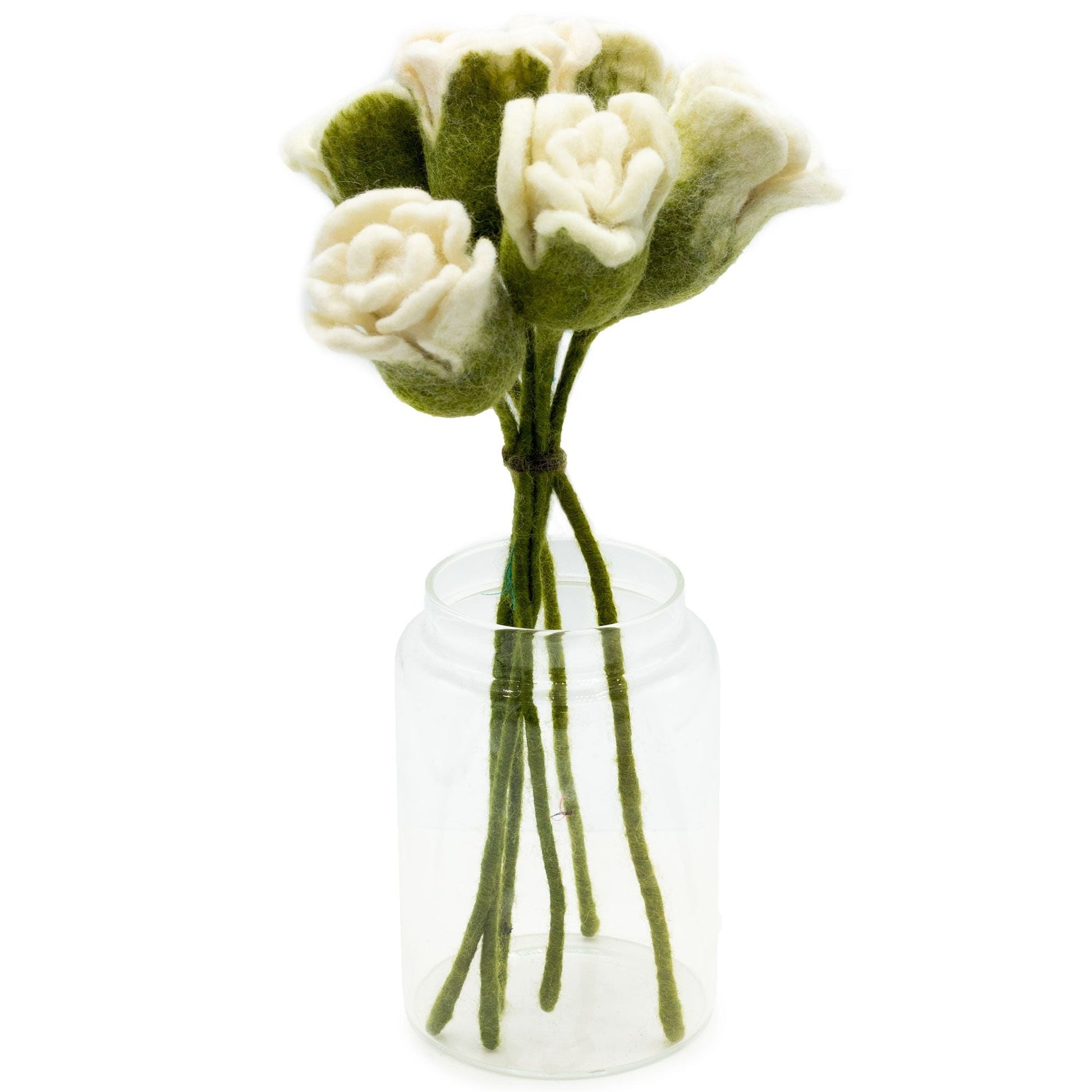 Felt Flowers - White Roses - Luna Panther