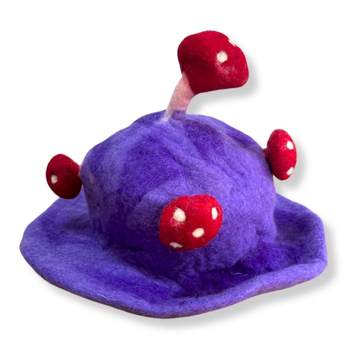 Polished Felted Mushroom Hat - Dreamy Purple Haze featuring natural patterning and unique variations - Luna Panther