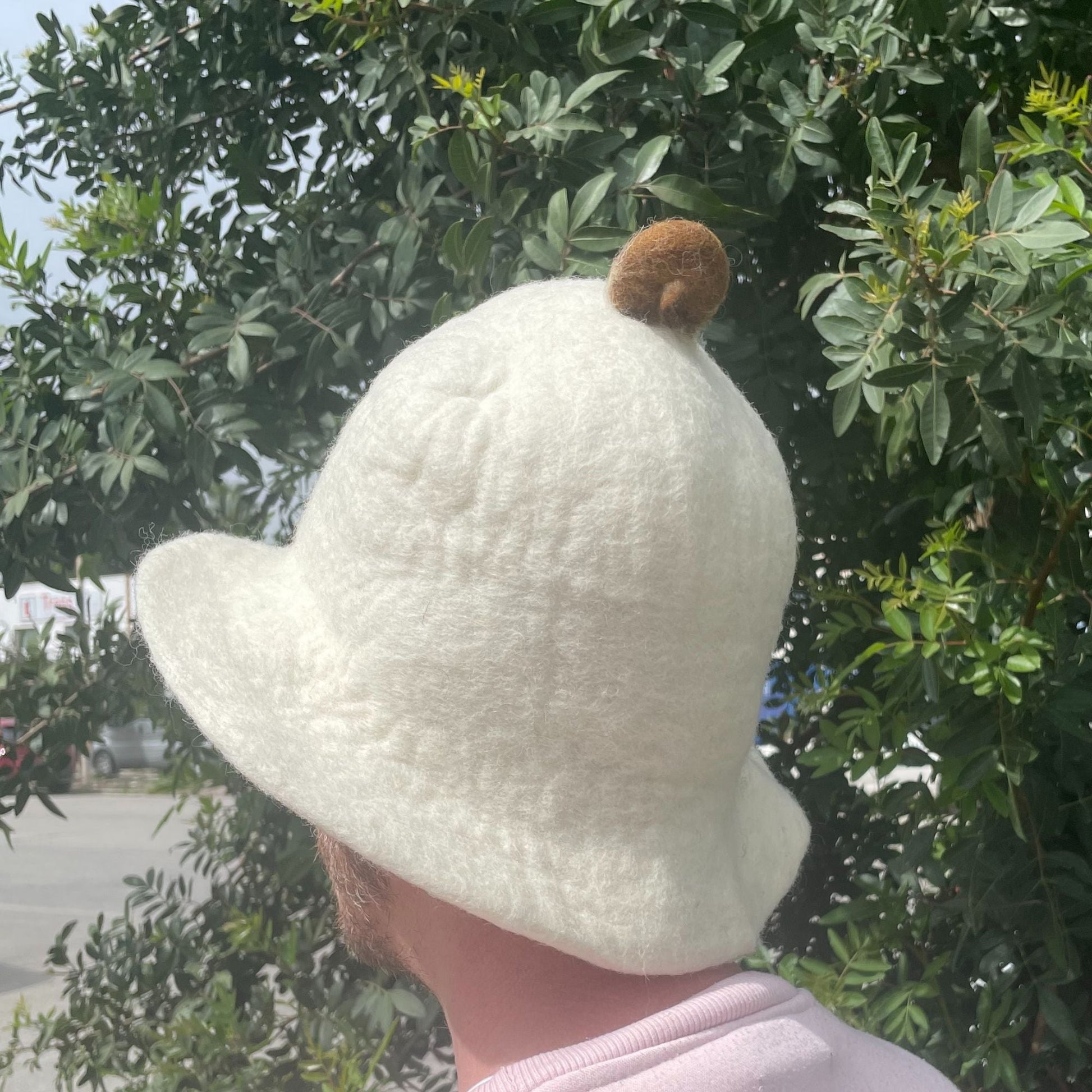 Felted Sauna Bowl Hat - Natural - Luna Panther