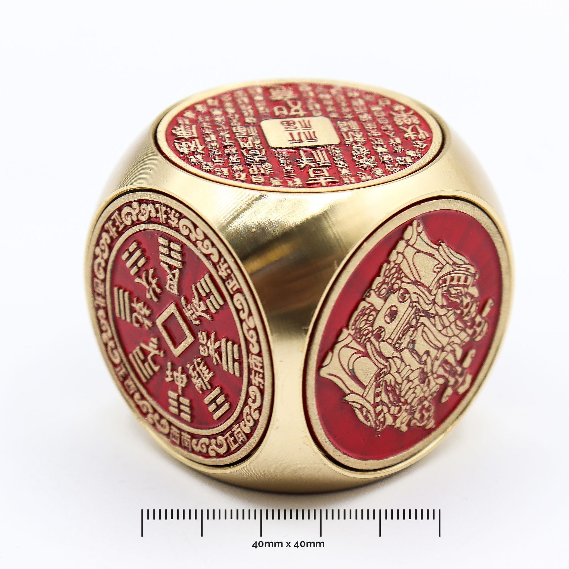 Feng Shui Fortune - Red & Brass Prosperity Cube - Flat - Luna Panther
