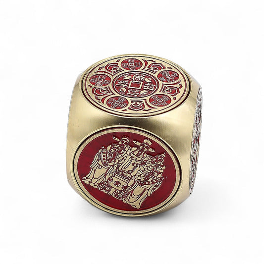 Feng Shui Fortune - Red & Brass Prosperity Cube - Flat - Luna Panther