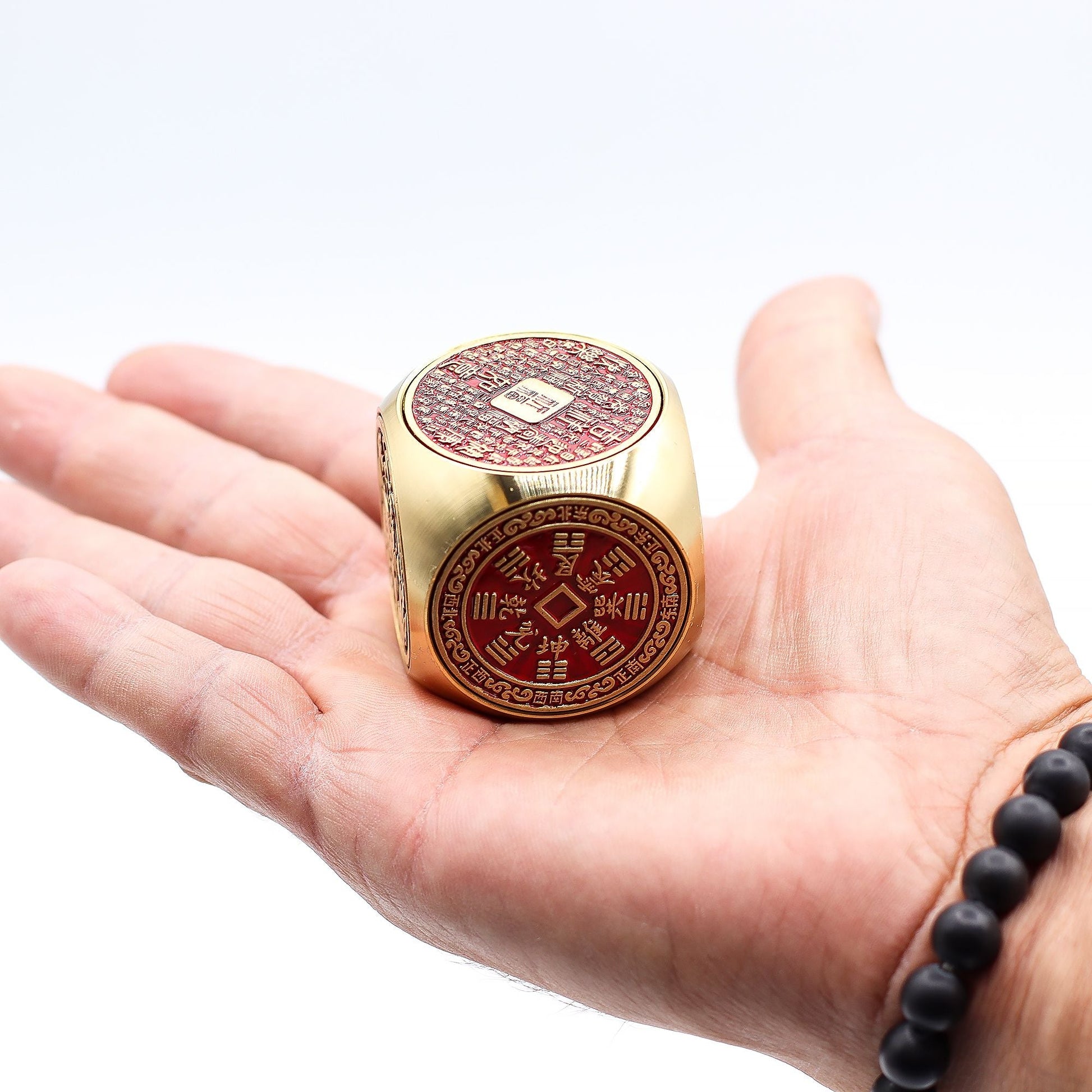 Feng Shui Fortune - Red & Brass Prosperity Cube - Flat - Luna Panther