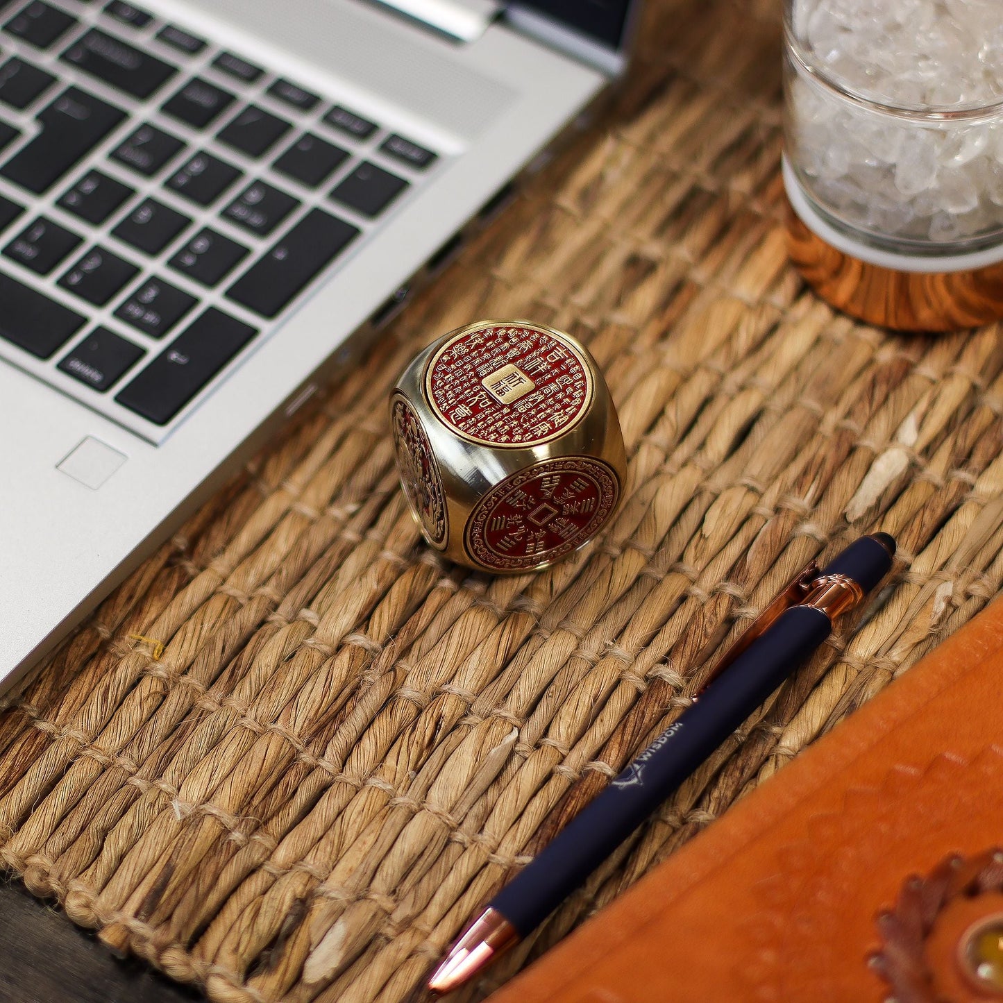 Feng Shui Fortune - Red & Brass Prosperity Cube - Flat - Luna Panther