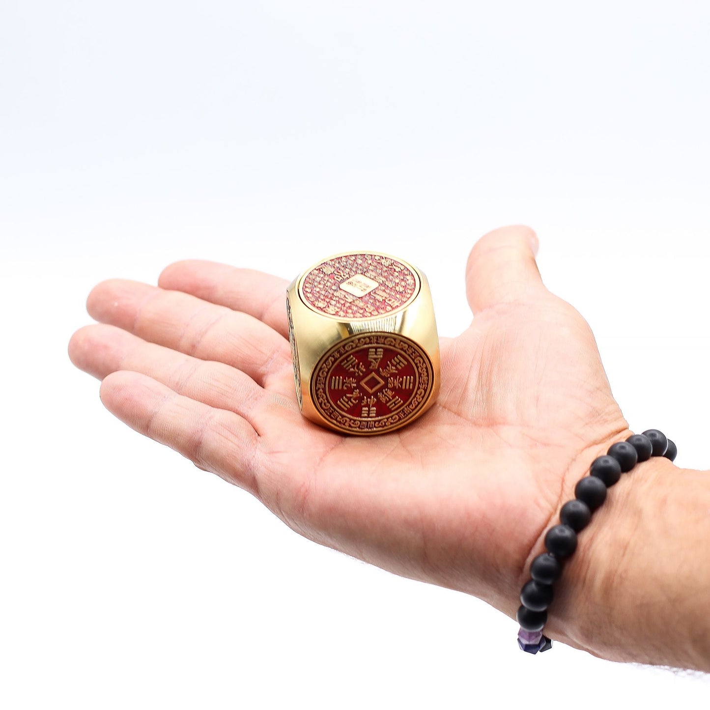 Feng Shui Fortune - Red & Brass Prosperity Cube - Flat - Luna Panther