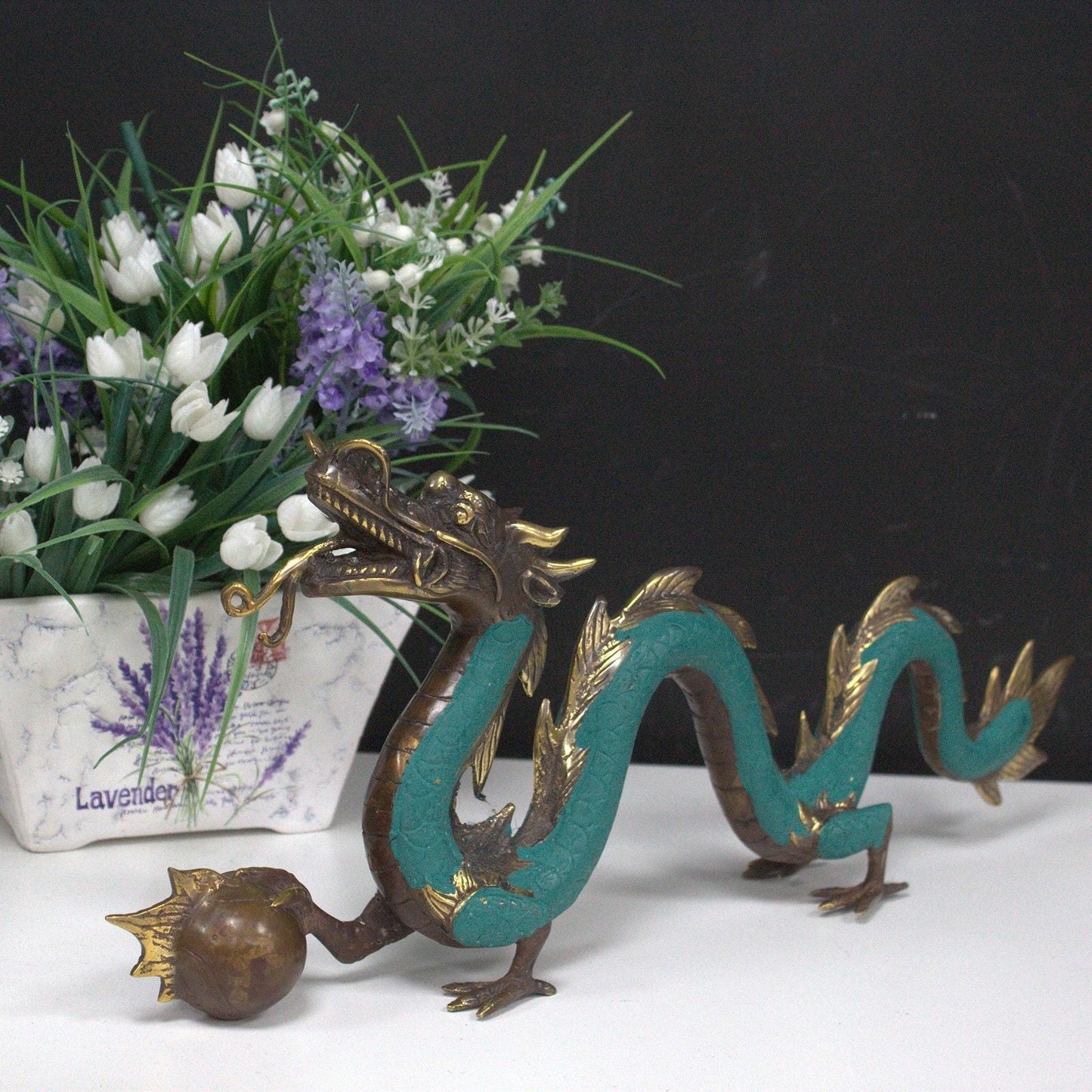 Feng Shui - Medium Dragon with Ball - 27cm - Luna Panther