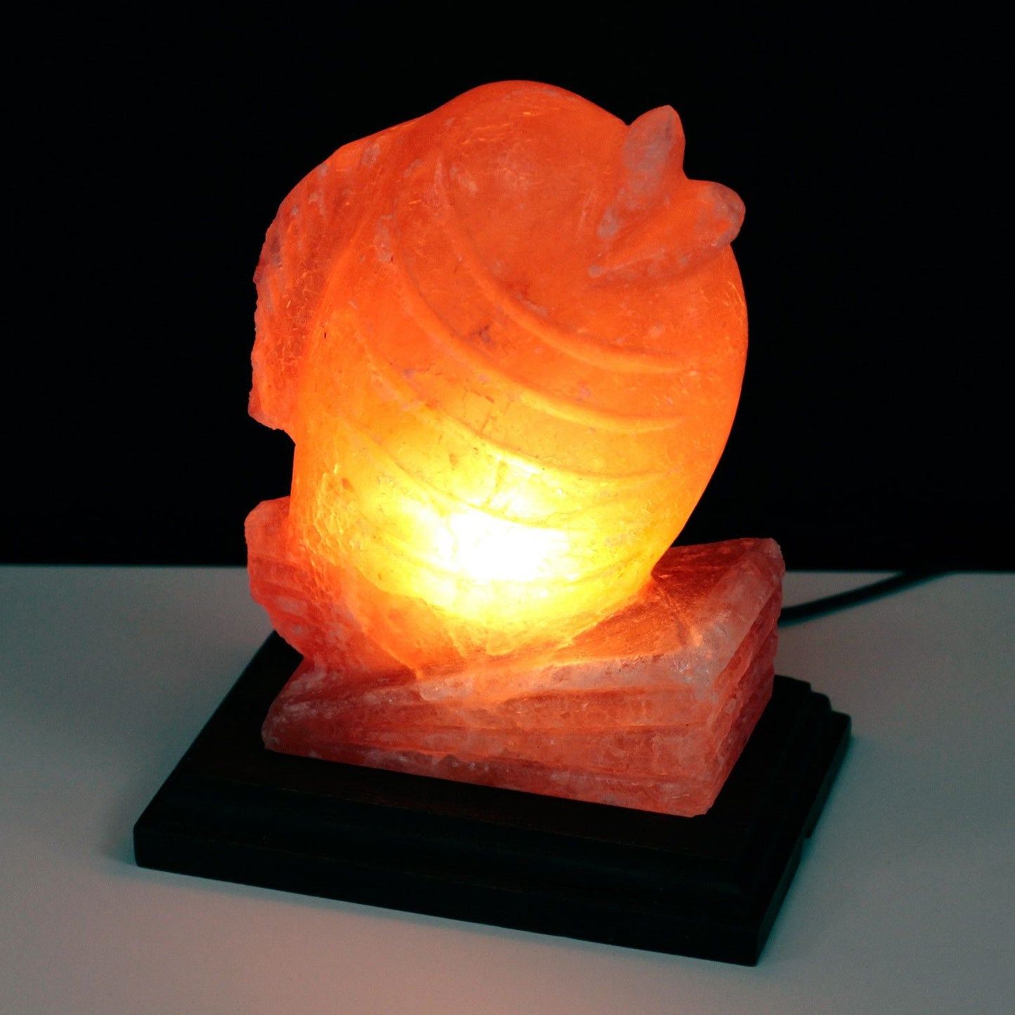 Polished Fish Shaped Salt Lamp featuring natural patterning and unique variations - Luna Panther
