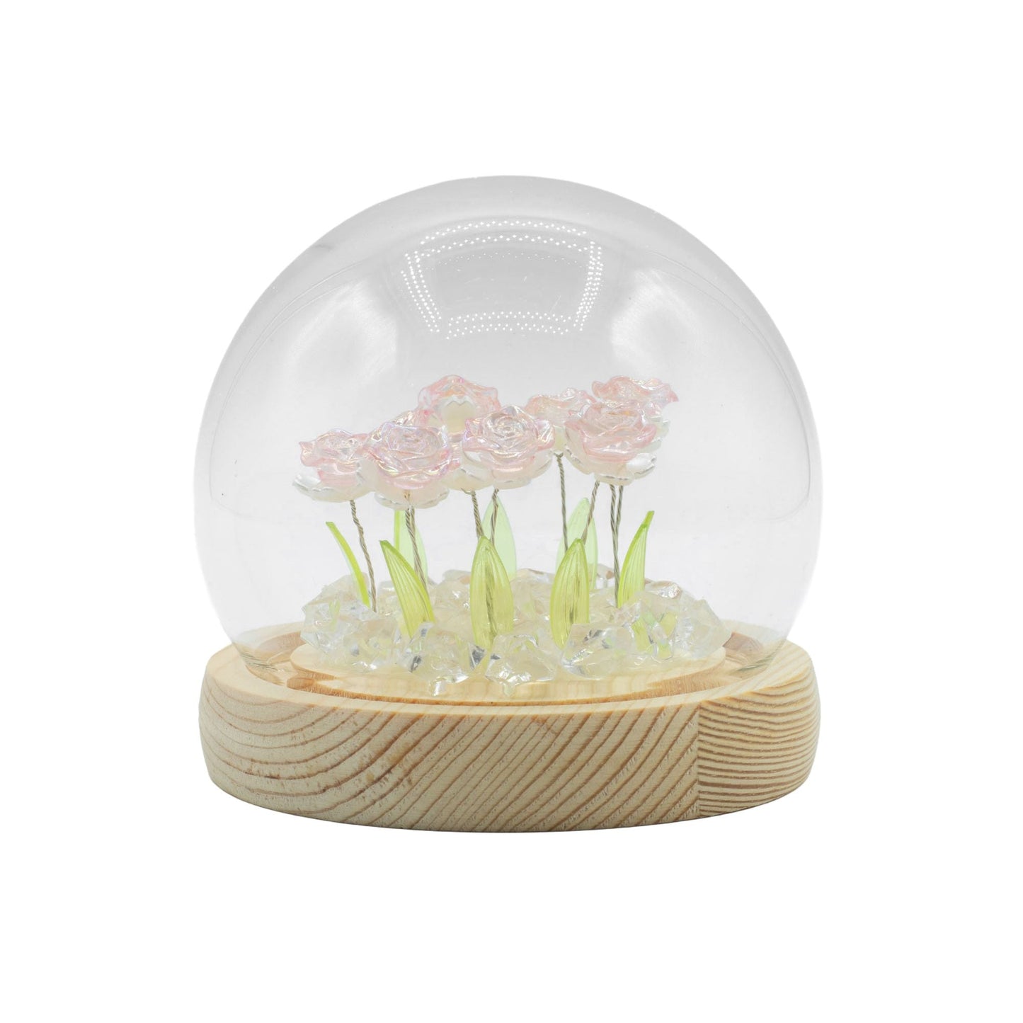 Floral Glow Garden Dome - 10 Pink Roses - LED USB - Luna Panther