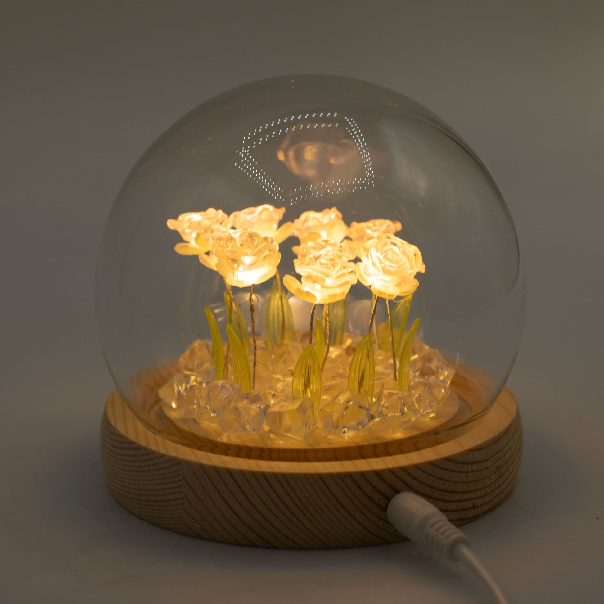 Floral Glow Garden Dome - 10 Pink Roses - LED USB - Luna Panther