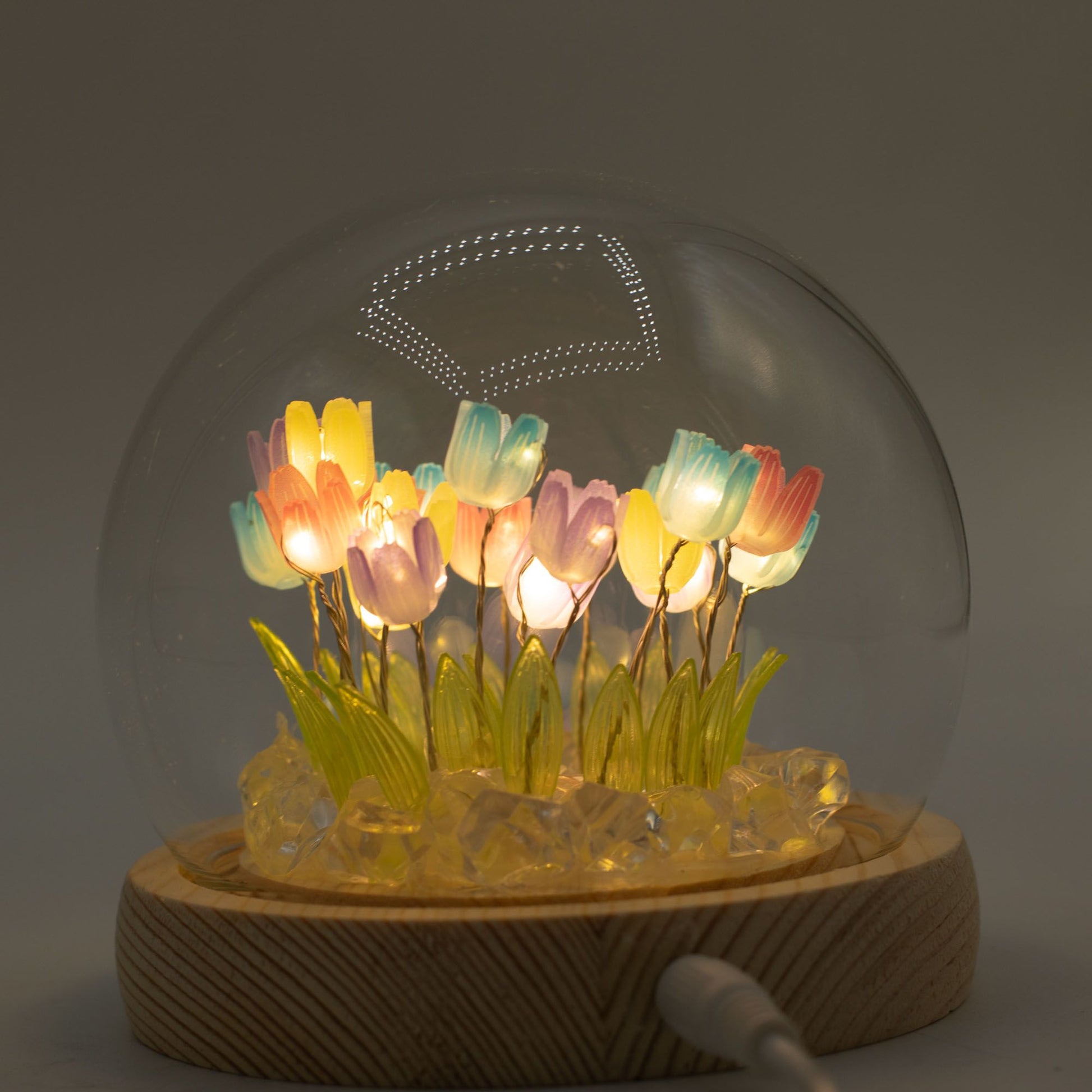 Floral Glow Garden Dome - 20 Multi Tulips - LED USB - Luna Panther