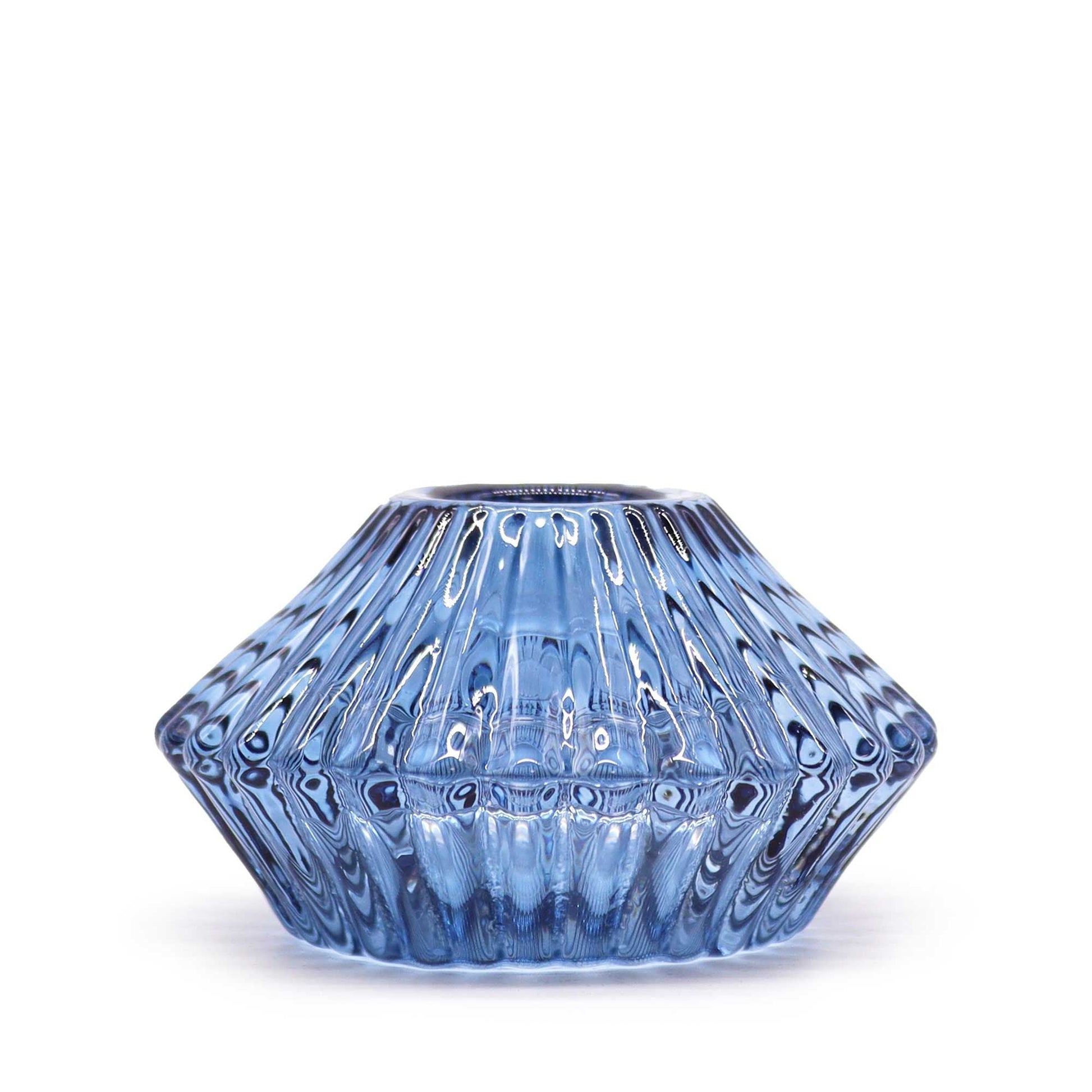 Polished Flower Flip Dinner Candle / Tealight Holder - Royal Blue featuring natural patterning and unique variations - Luna Panther