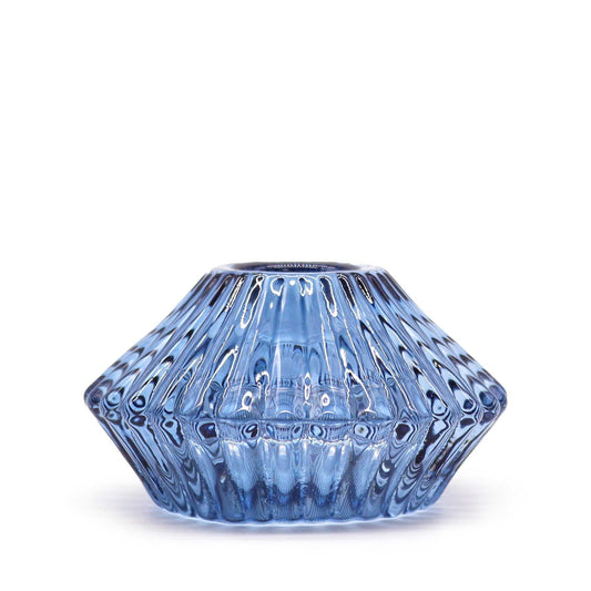 Polished Flower Flip Dinner Candle / Tealight Holder - Royal Blue featuring natural patterning and unique variations - Luna Panther
