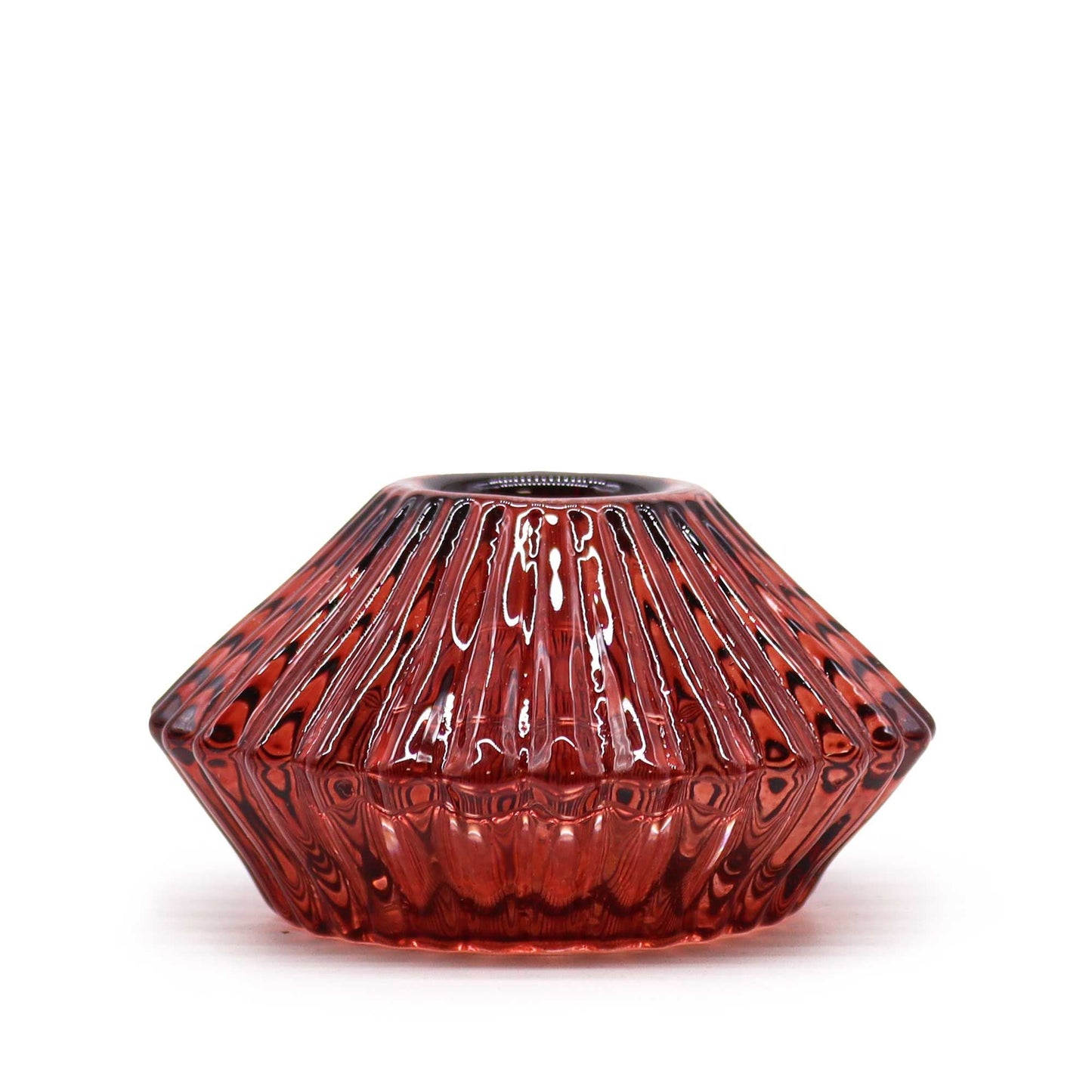 Polished Flower Flip Dinner Candle / Tealight Holder - Vampire Red featuring natural patterning and unique variations - Luna Panther