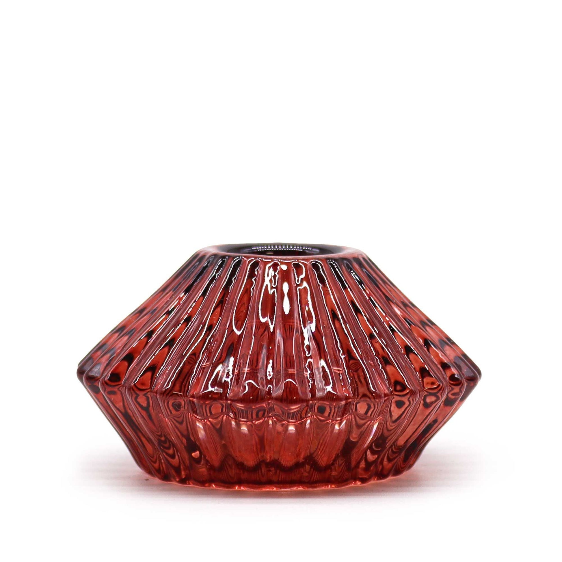 Polished Flower Flip Dinner Candle / Tealight Holder - Vampire Red featuring natural patterning and unique variations - Luna Panther