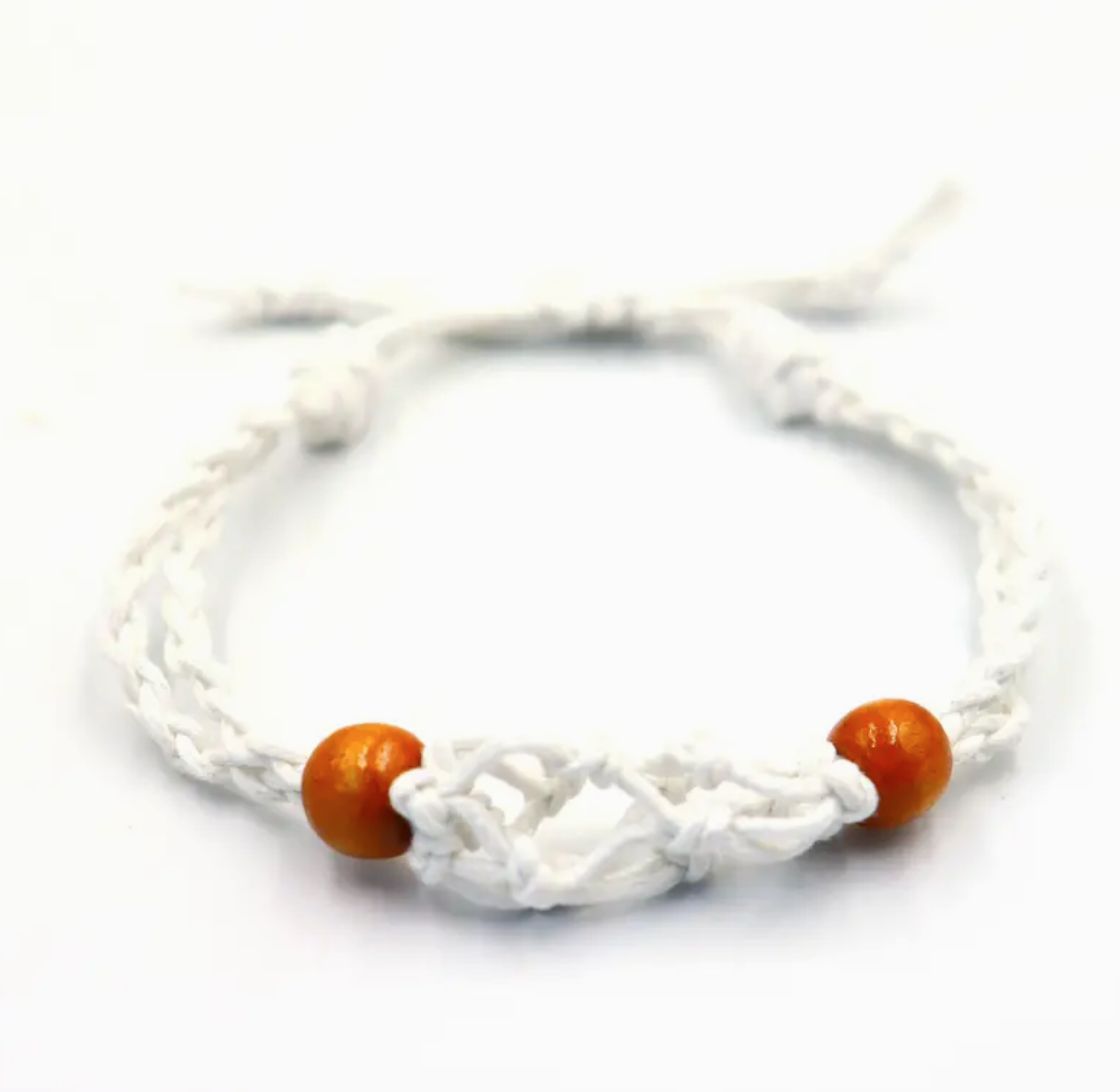 Gemstone Bracelet Cord - White - Luna Panther