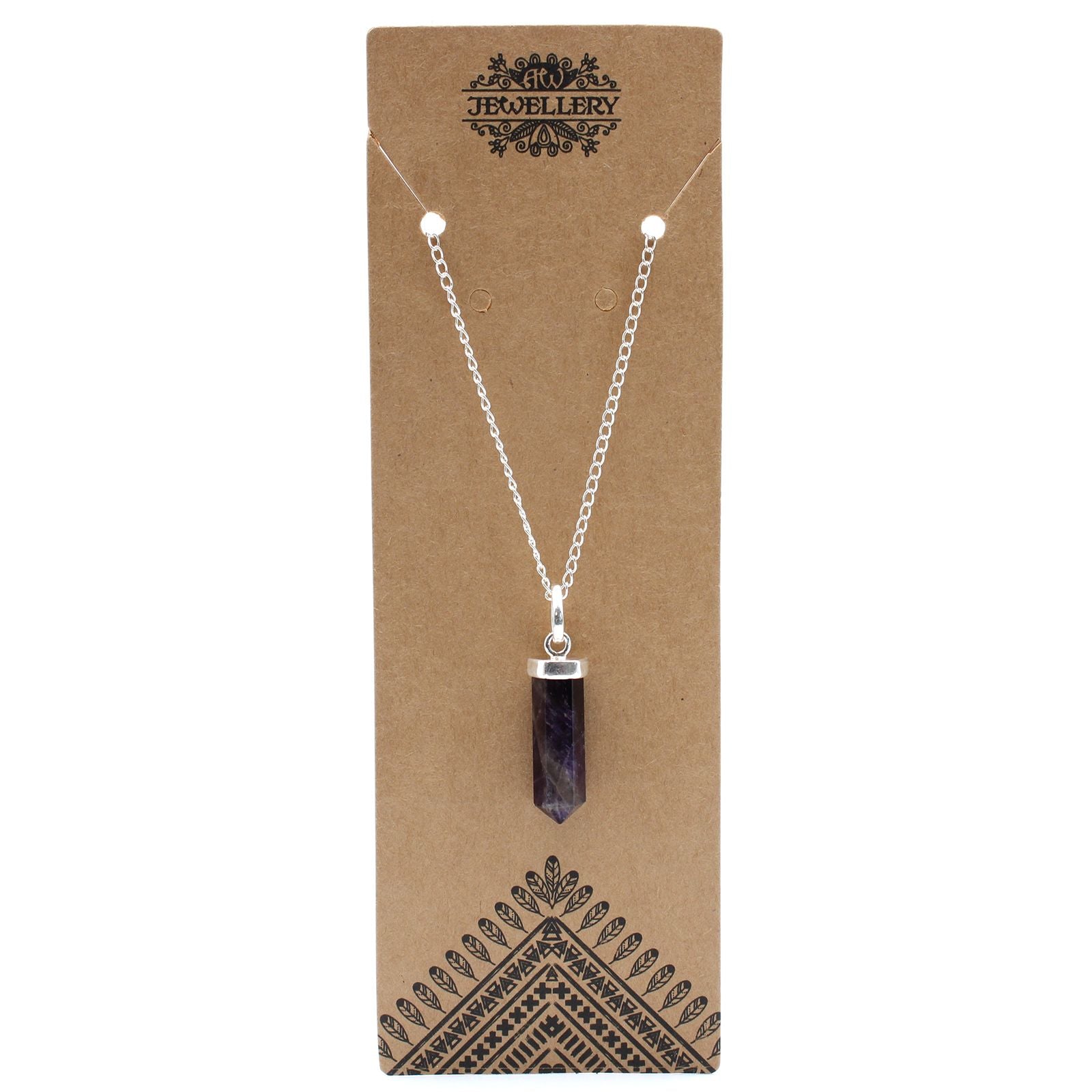 Polished Gemstone Classic Point Pendant - Amethyst featuring rich purple colour and natural clarity - Luna Panther