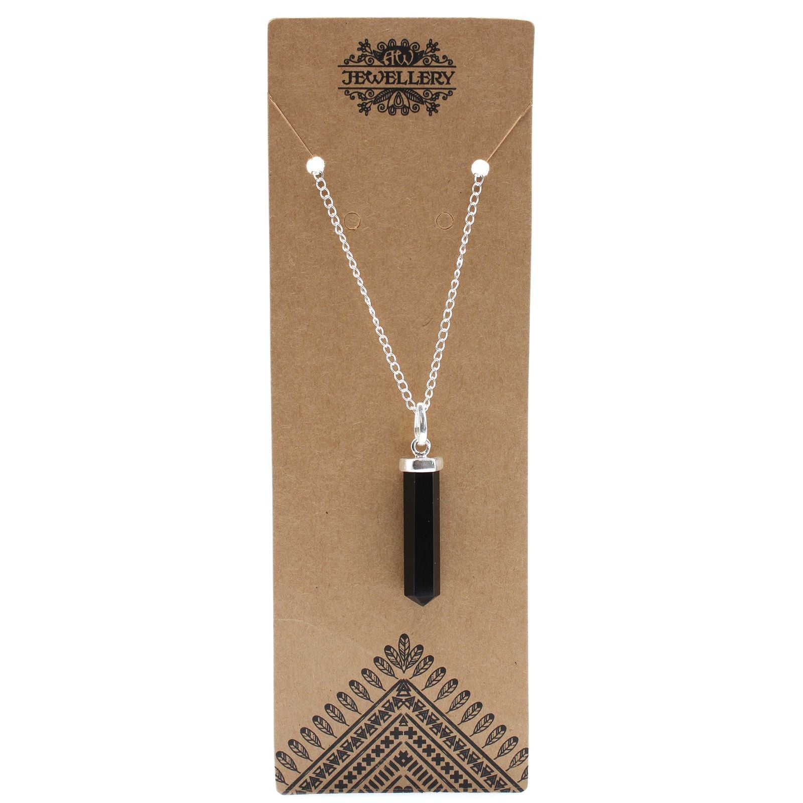 Polished Gemstone Classic Point Pendant - Black Agate featuring banded patterns and glossy finish - Luna Panther