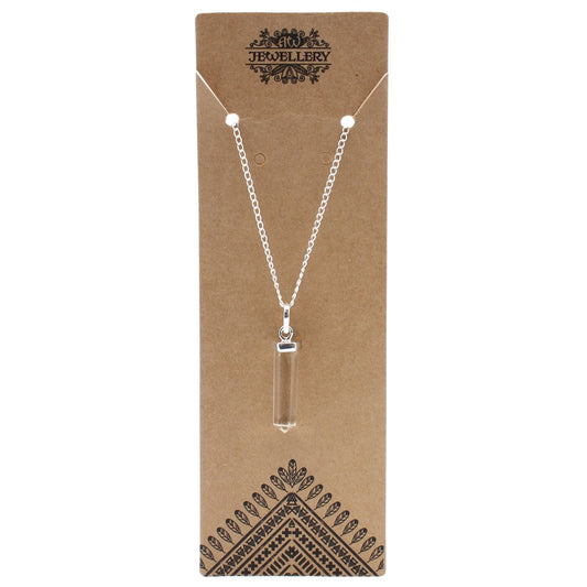 Polished Gemstone Classic Point Pendant - Rock Quartz featuring natural patterning and unique variations - Luna Panther