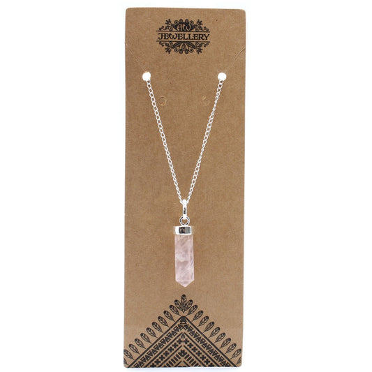 Polished Gemstone Classic Point Pendant - Rose Quartz featuring soft pink tone and gentle translucence - Luna Panther