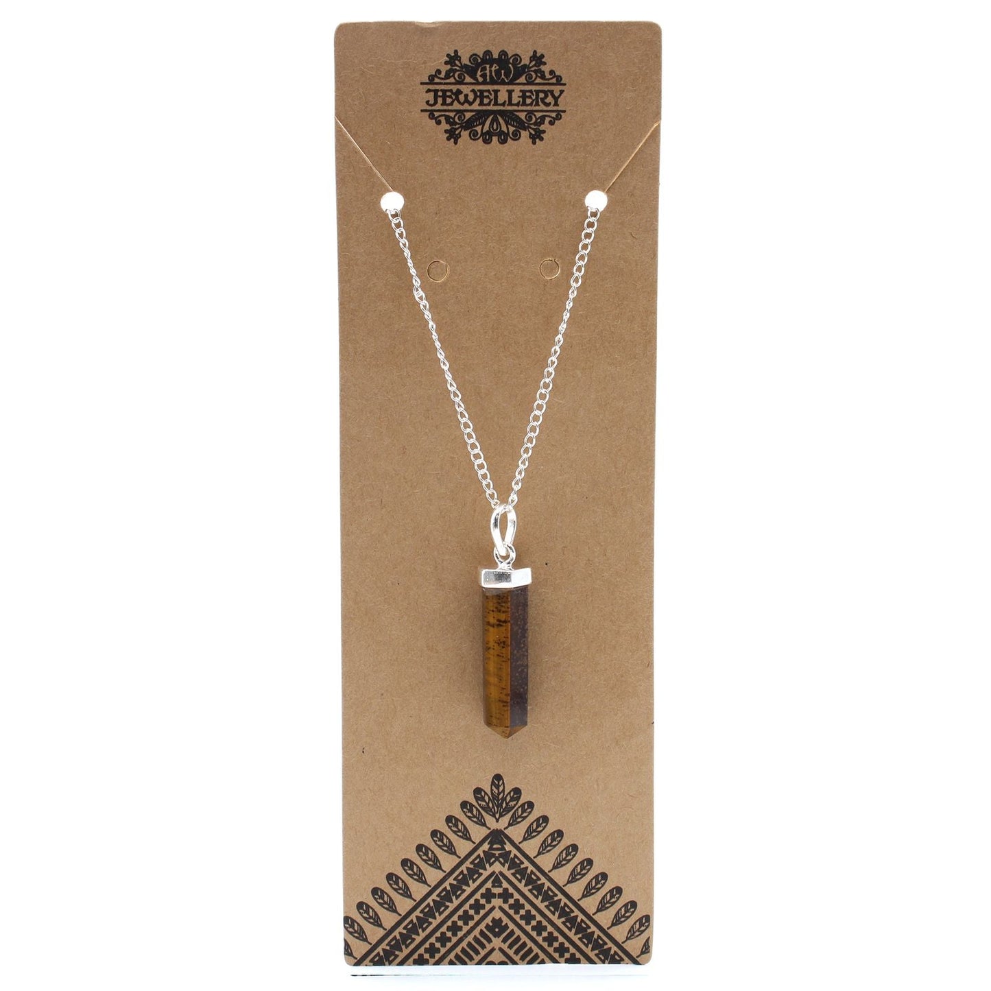 Polished Gemstone Classic Point Pendant - Tiger Eye featuring natural patterning and unique variations - Luna Panther