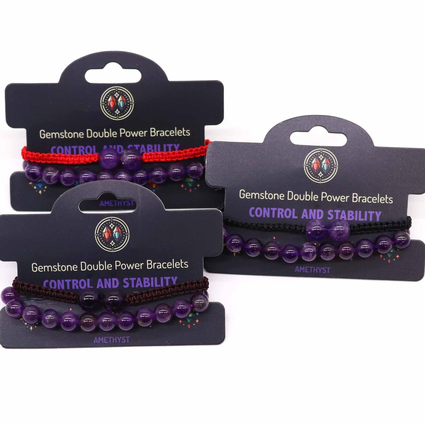 Gemstone Double Power Bracelets - Amethyst - Luna Panther