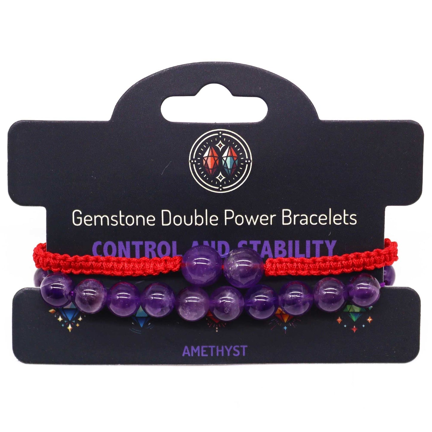 Gemstone Double Power Bracelets - Amethyst - Luna Panther