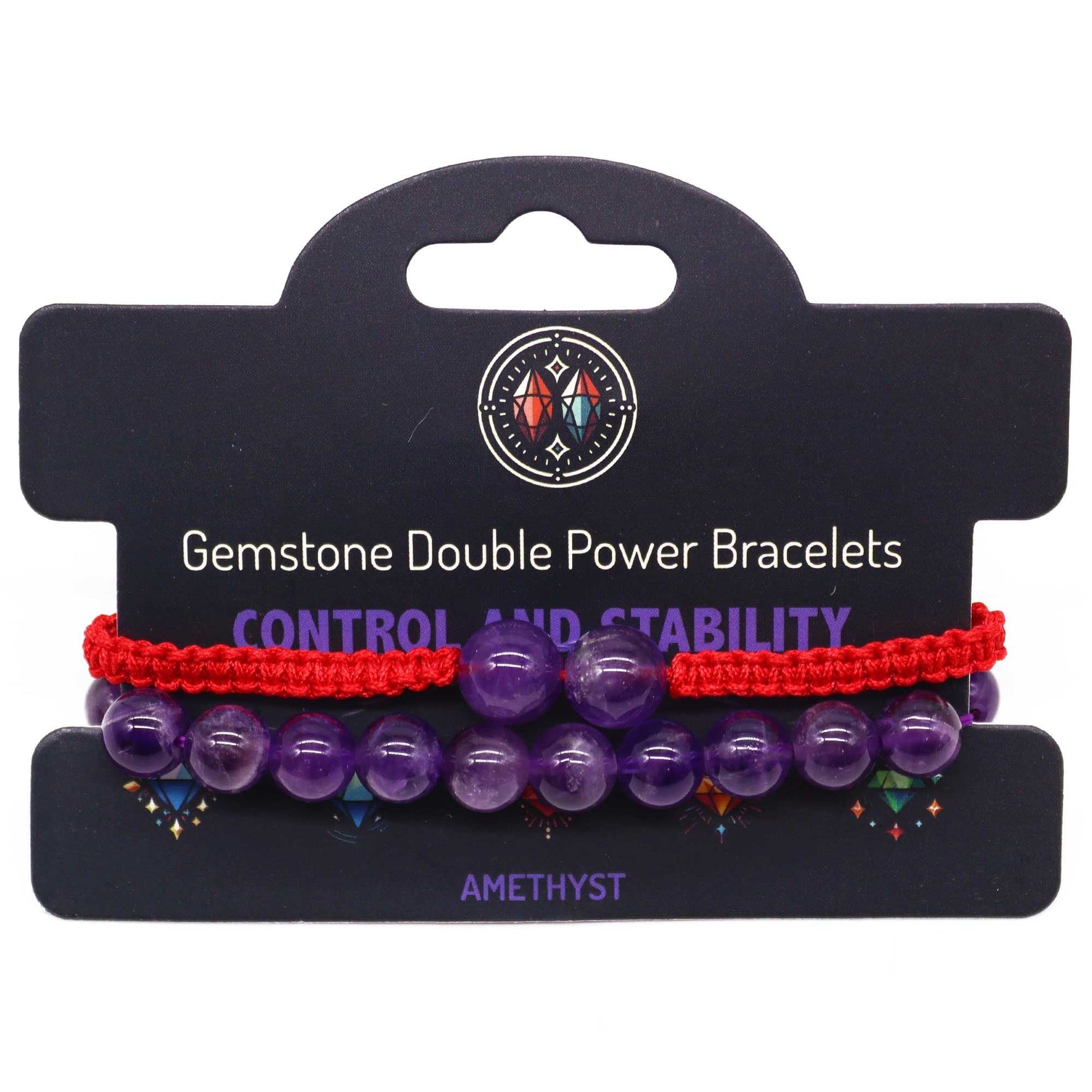 Gemstone Double Power Bracelets - Amethyst - Luna Panther