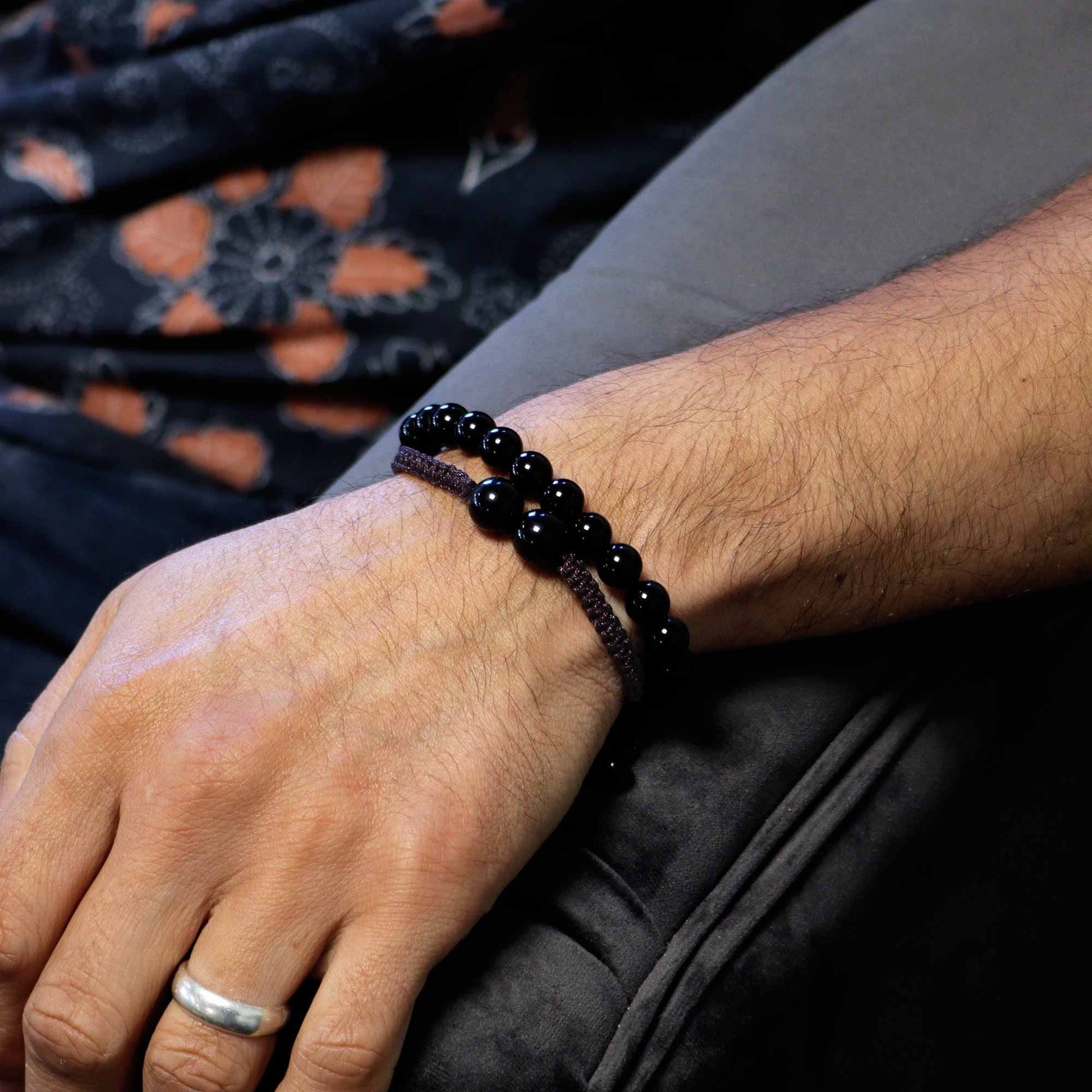 Gemstone Double Power Bracelets - Black Agate - Luna Panther