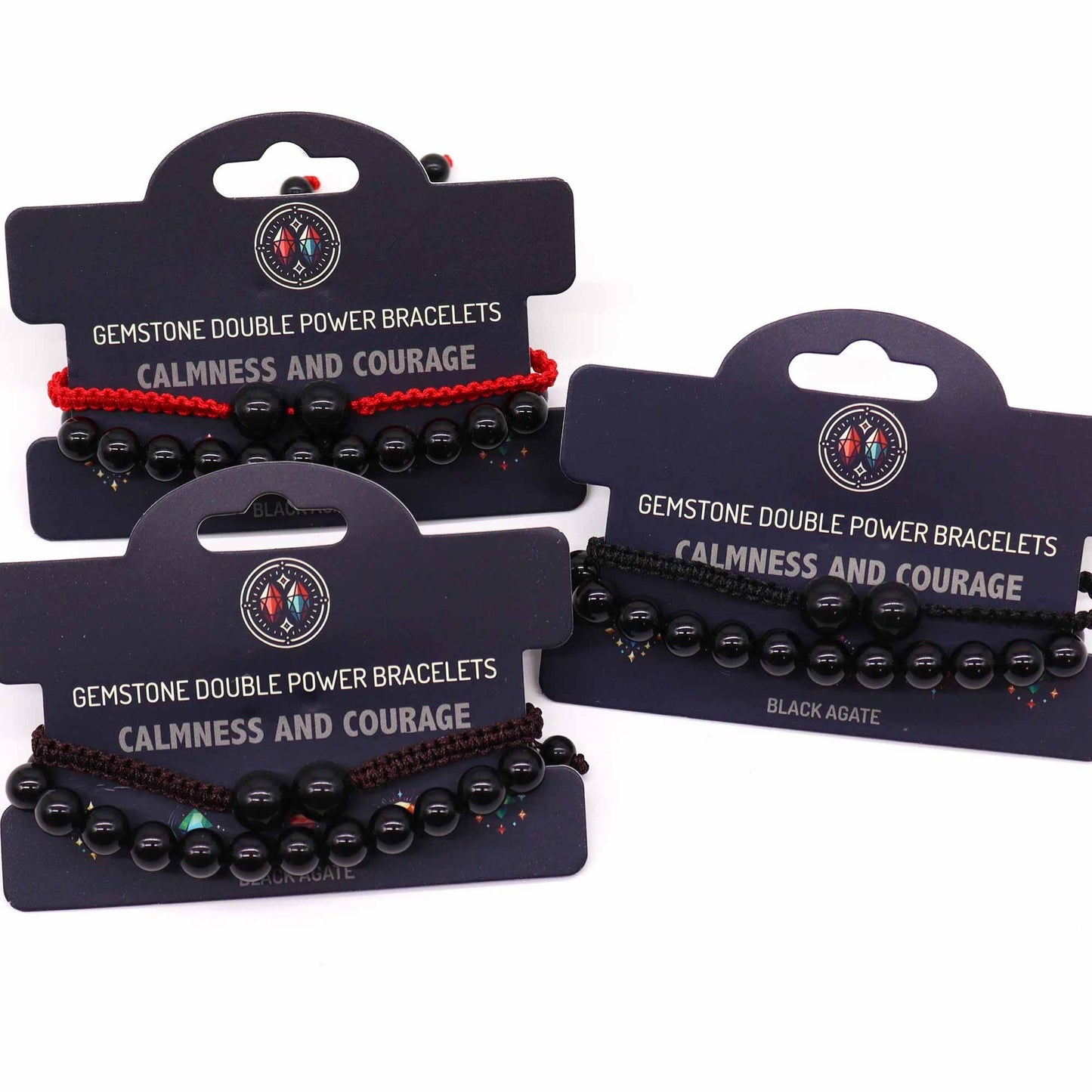 Gemstone Double Power Bracelets - Black Agate - Luna Panther