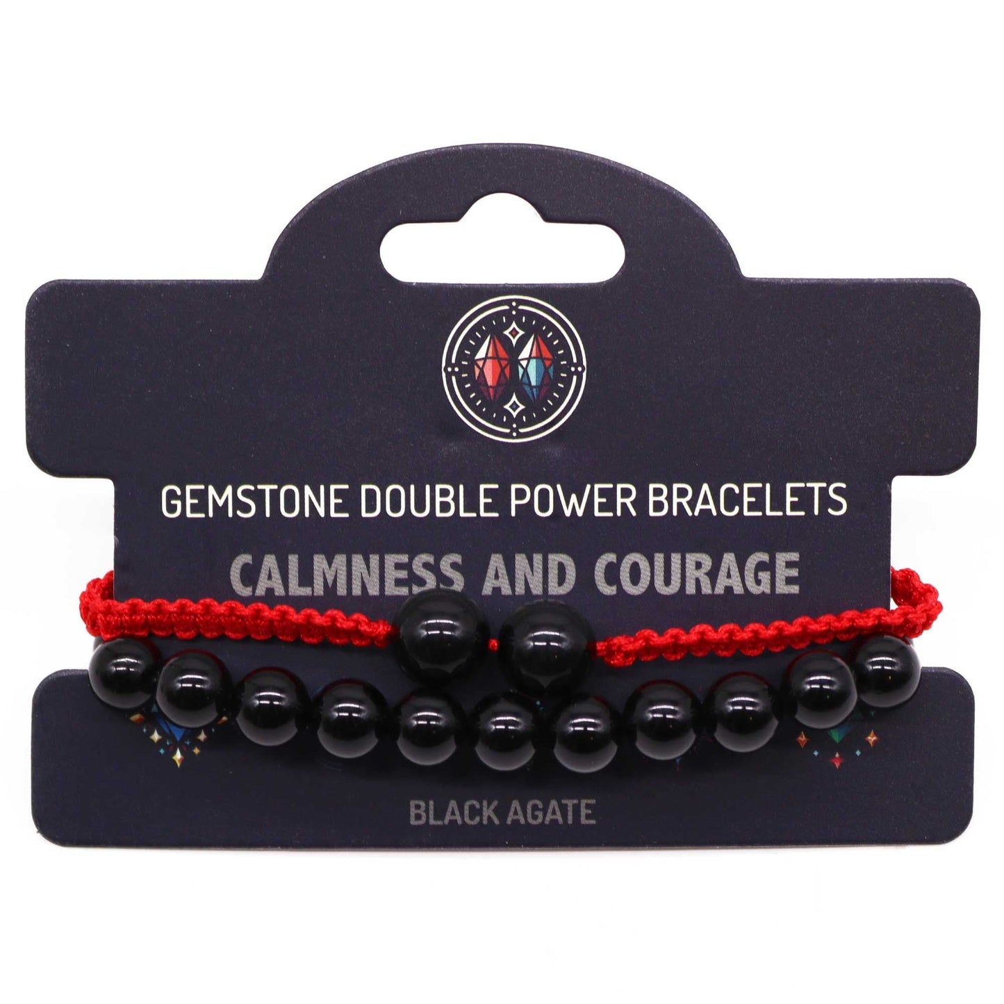 Gemstone Double Power Bracelets - Black Agate - Luna Panther