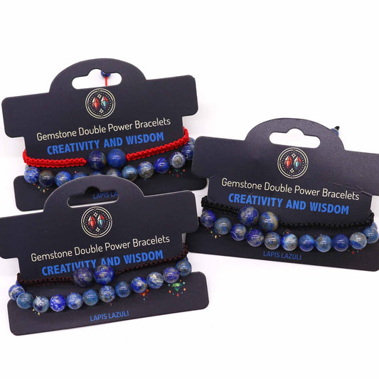 Gemstone Double Power Bracelets - Lapis Lazuli - Luna Panther alternate view