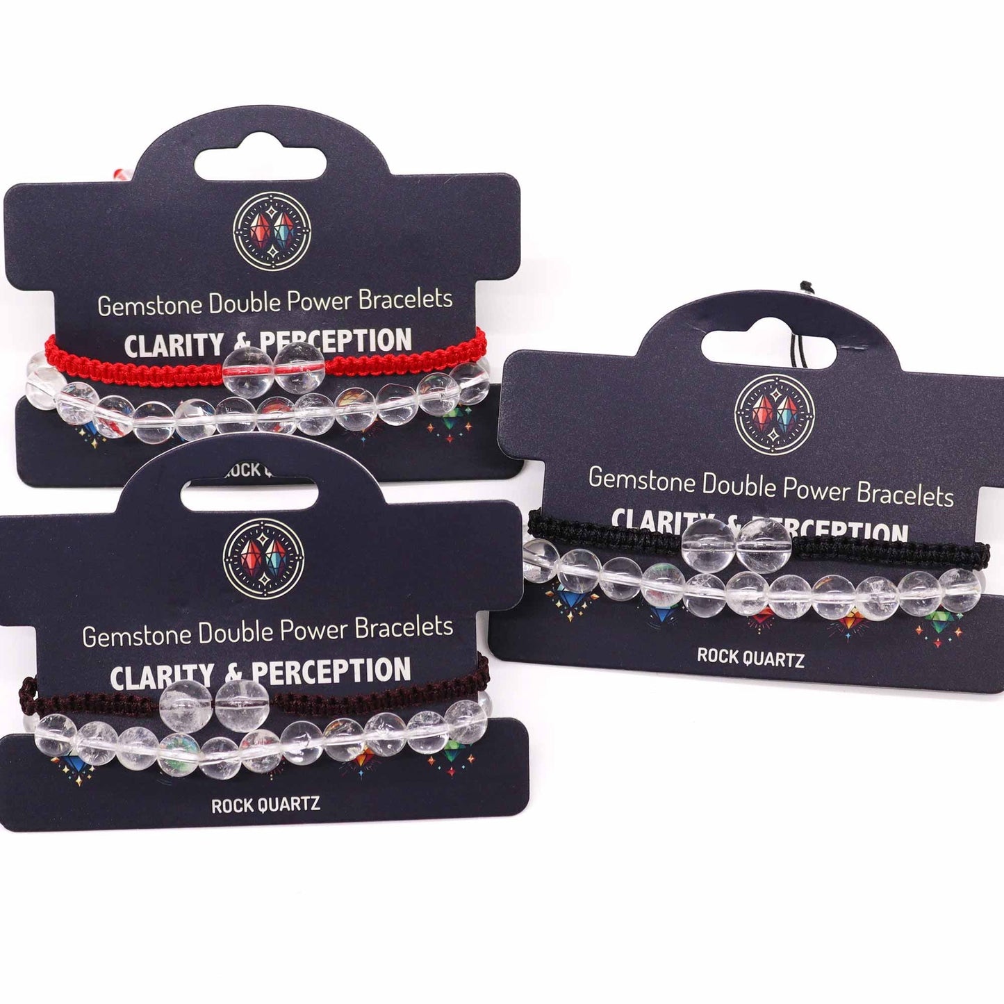 Gemstone Double Power Bracelets - Rock Quartz - Luna Panther