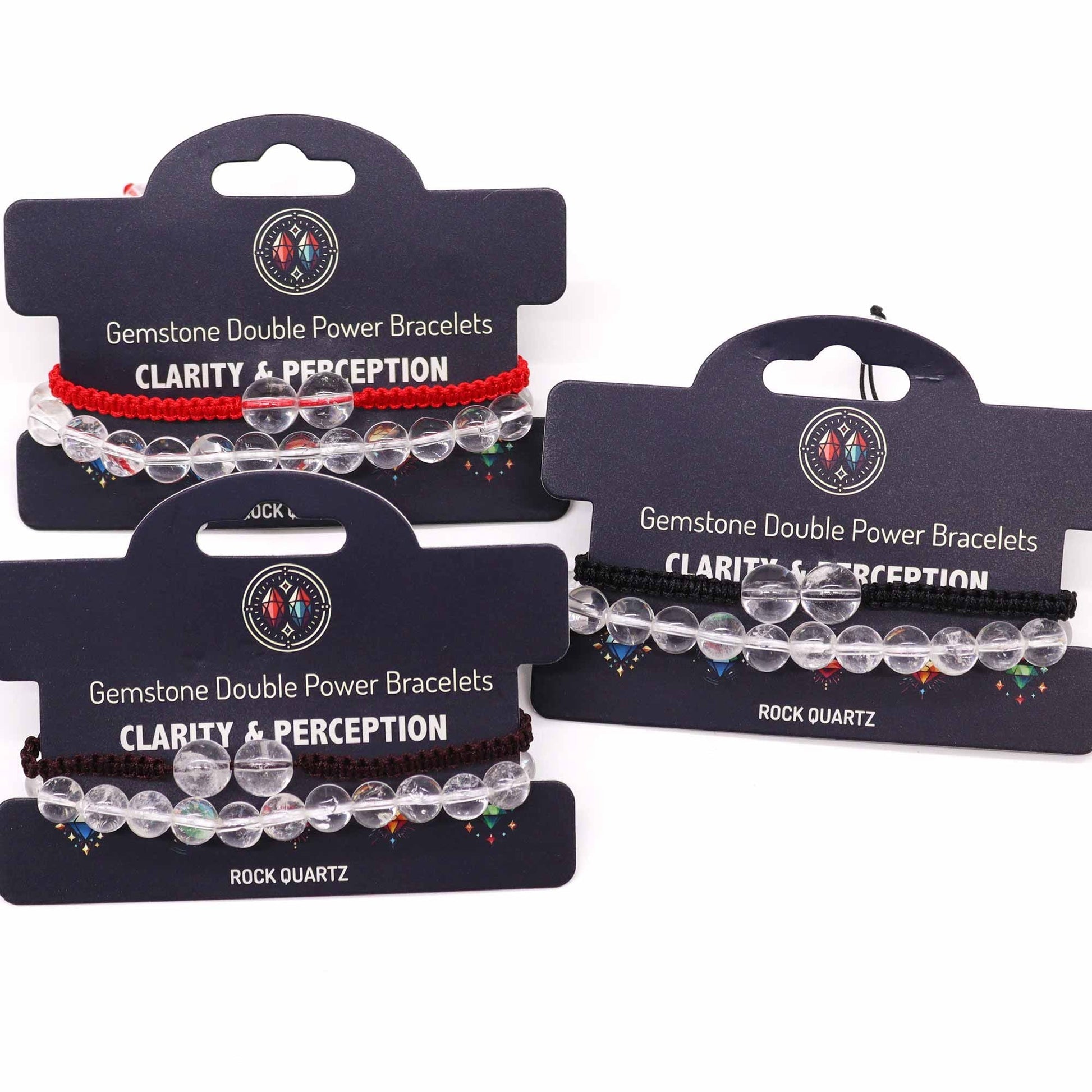 Gemstone Double Power Bracelets - Rock Quartz - Luna Panther