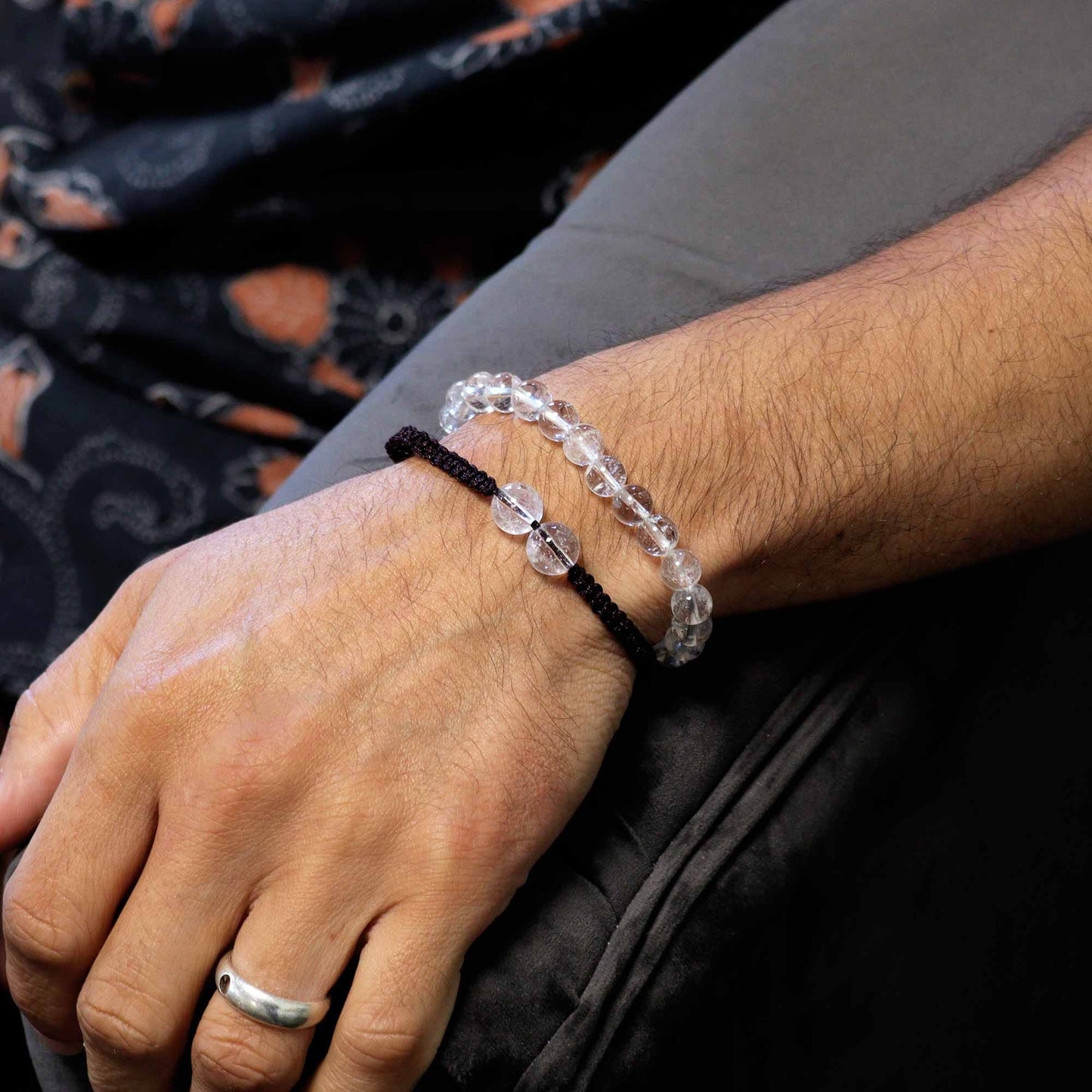 Gemstone Double Power Bracelets - Rock Quartz - Luna Panther