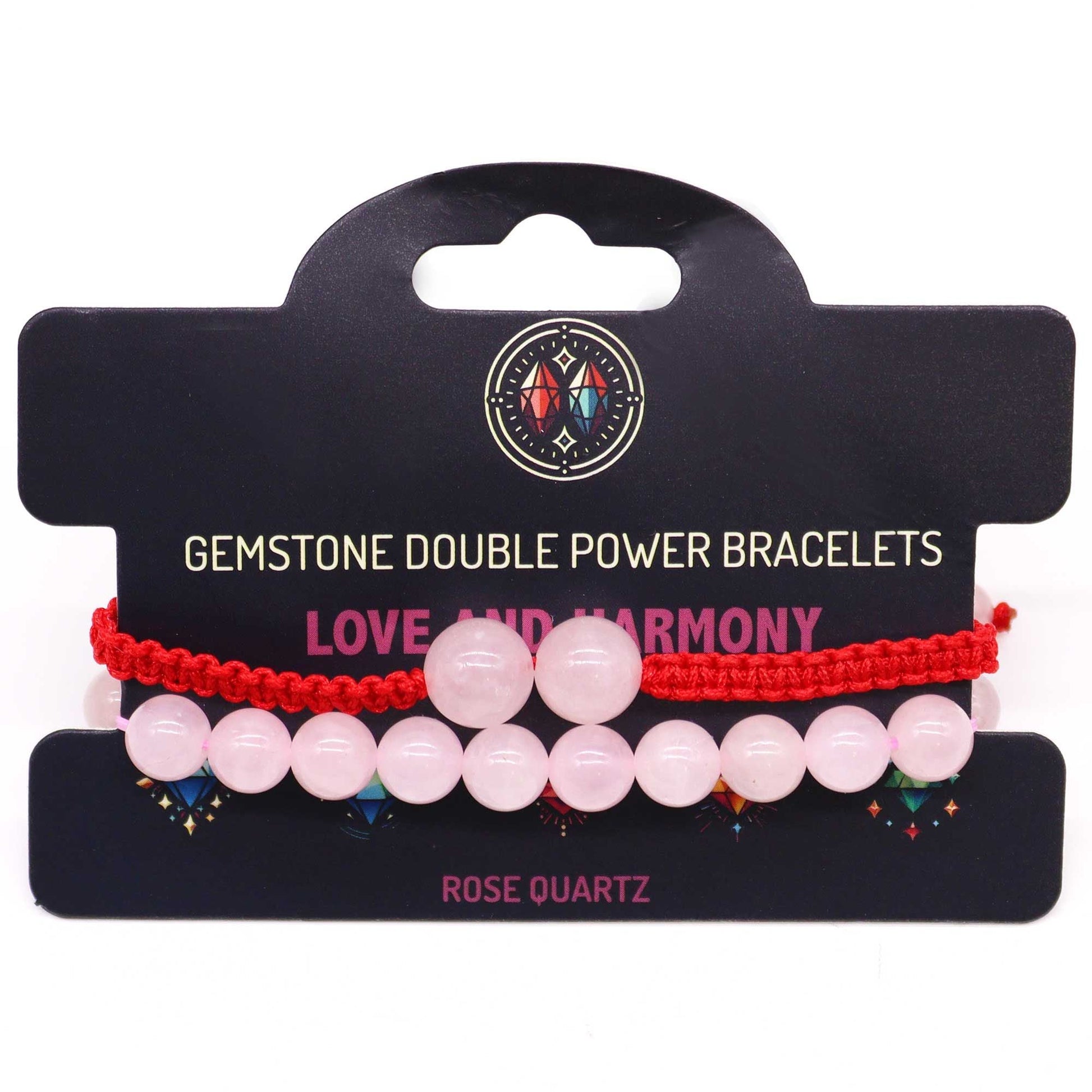 Gemstone Double Power Bracelets - Rose Quartz - Luna Panther