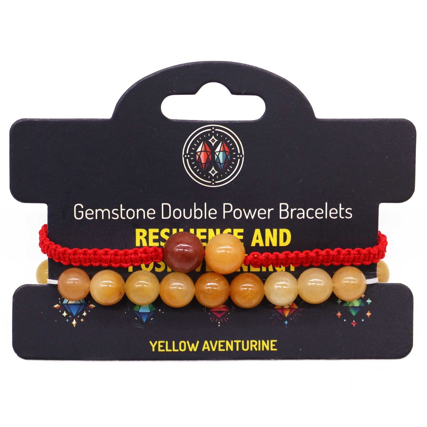 Gemstone Double Power Bracelets - Yellow Aventurine - Luna Panther