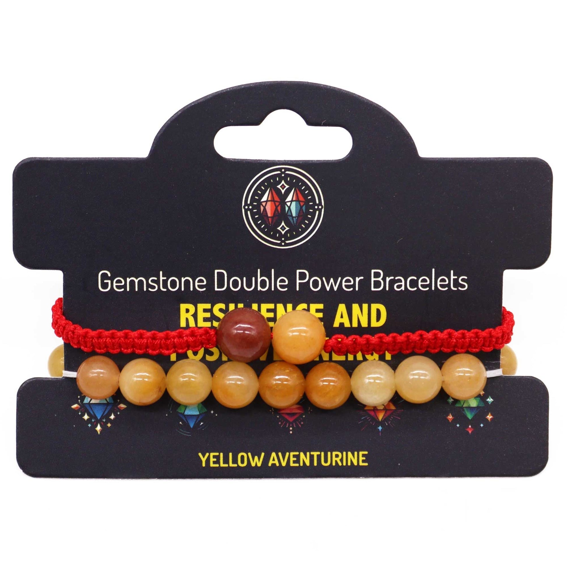 Gemstone Double Power Bracelets - Yellow Aventurine - Luna Panther