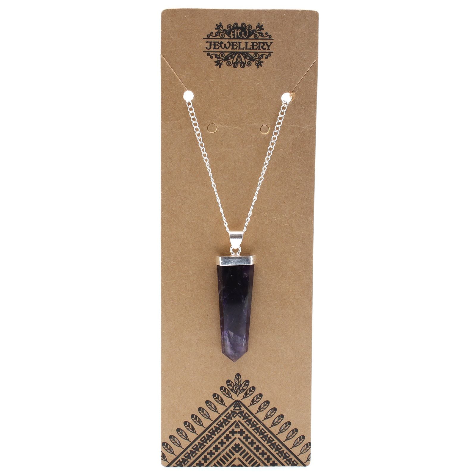 Polished Gemstone Flat Pencil Pendant - Amethyst featuring rich purple colour and natural clarity - Luna Panther
