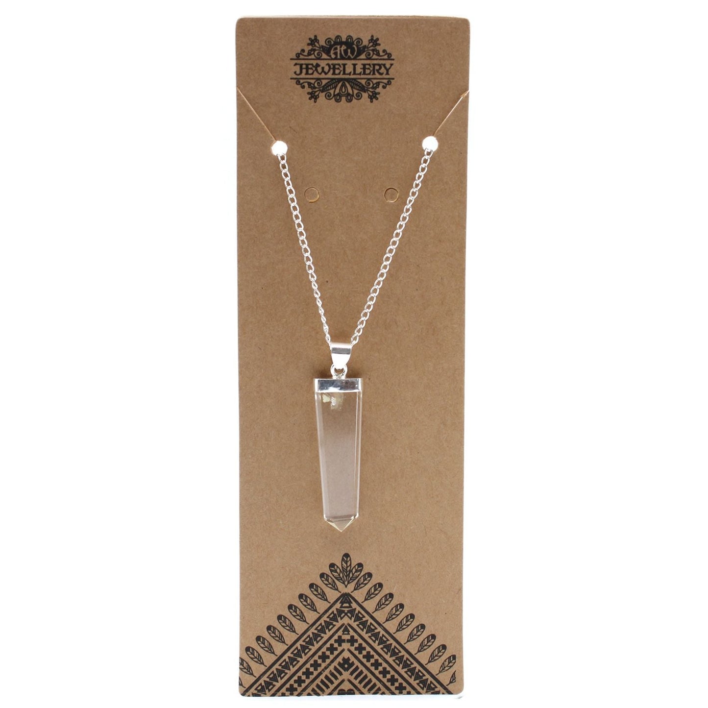 Polished Gemstone Flat Pencil Pendant - Rock Quartz featuring natural patterning and unique variations - Luna Panther