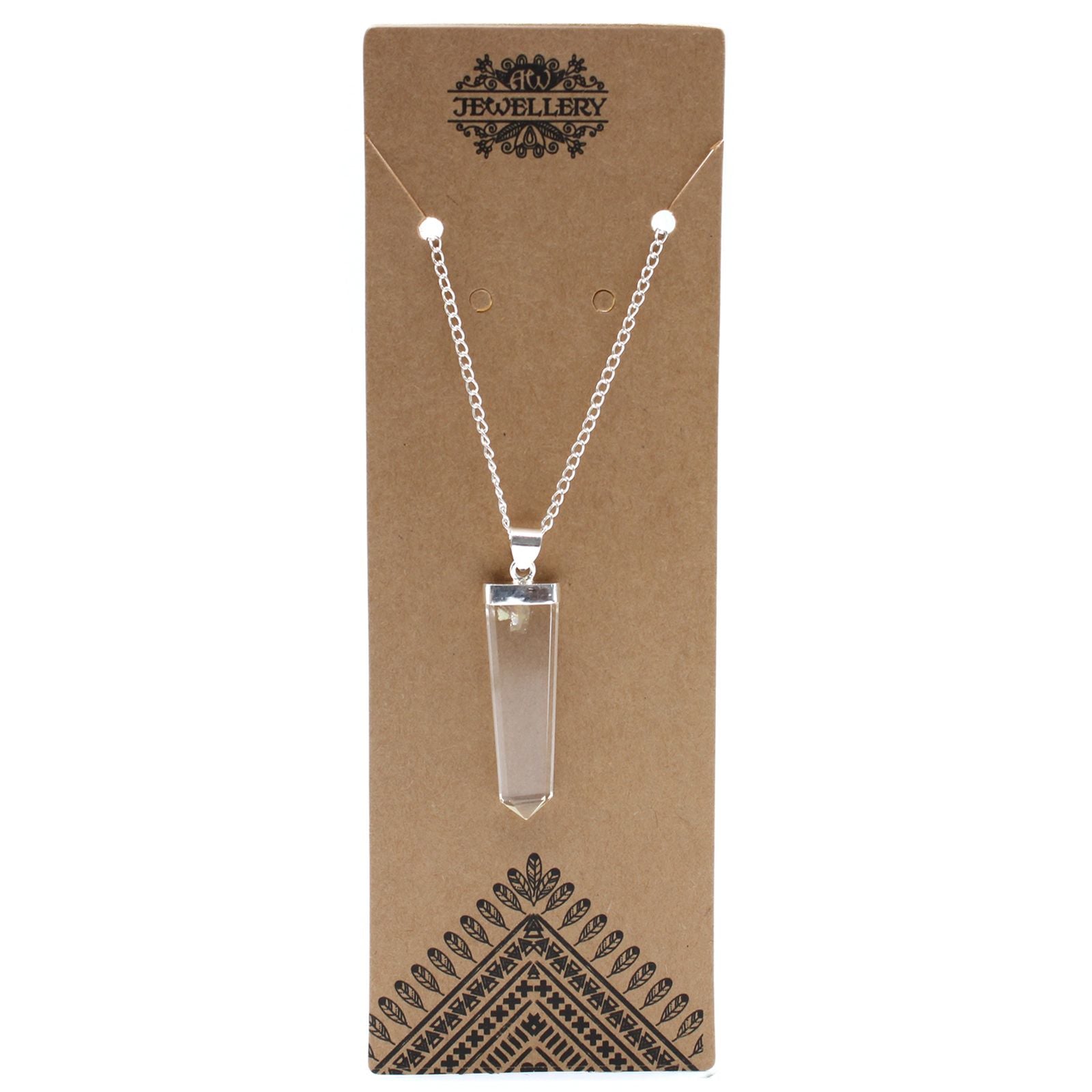 Polished Gemstone Flat Pencil Pendant - Rock Quartz featuring natural patterning and unique variations - Luna Panther